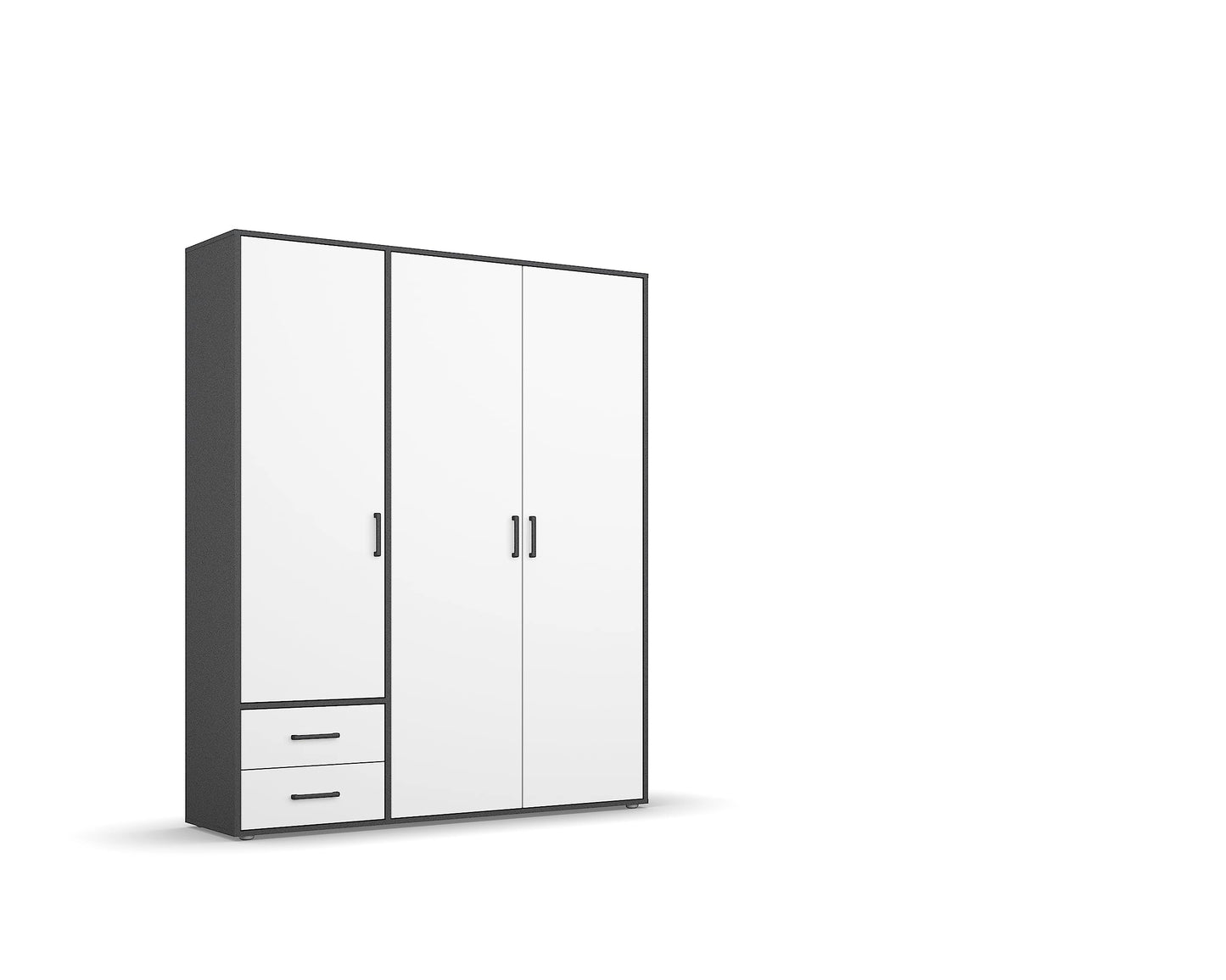 Rauch Möbel Voyager Hinged Door Cupboard, Alpine White/Artisan Oak, Wood, 3 Doors with 2 Drawers, Includes 1 Clothes Rail, 3 Shelves, 140 x 194 x 53 cm (W x H x D)