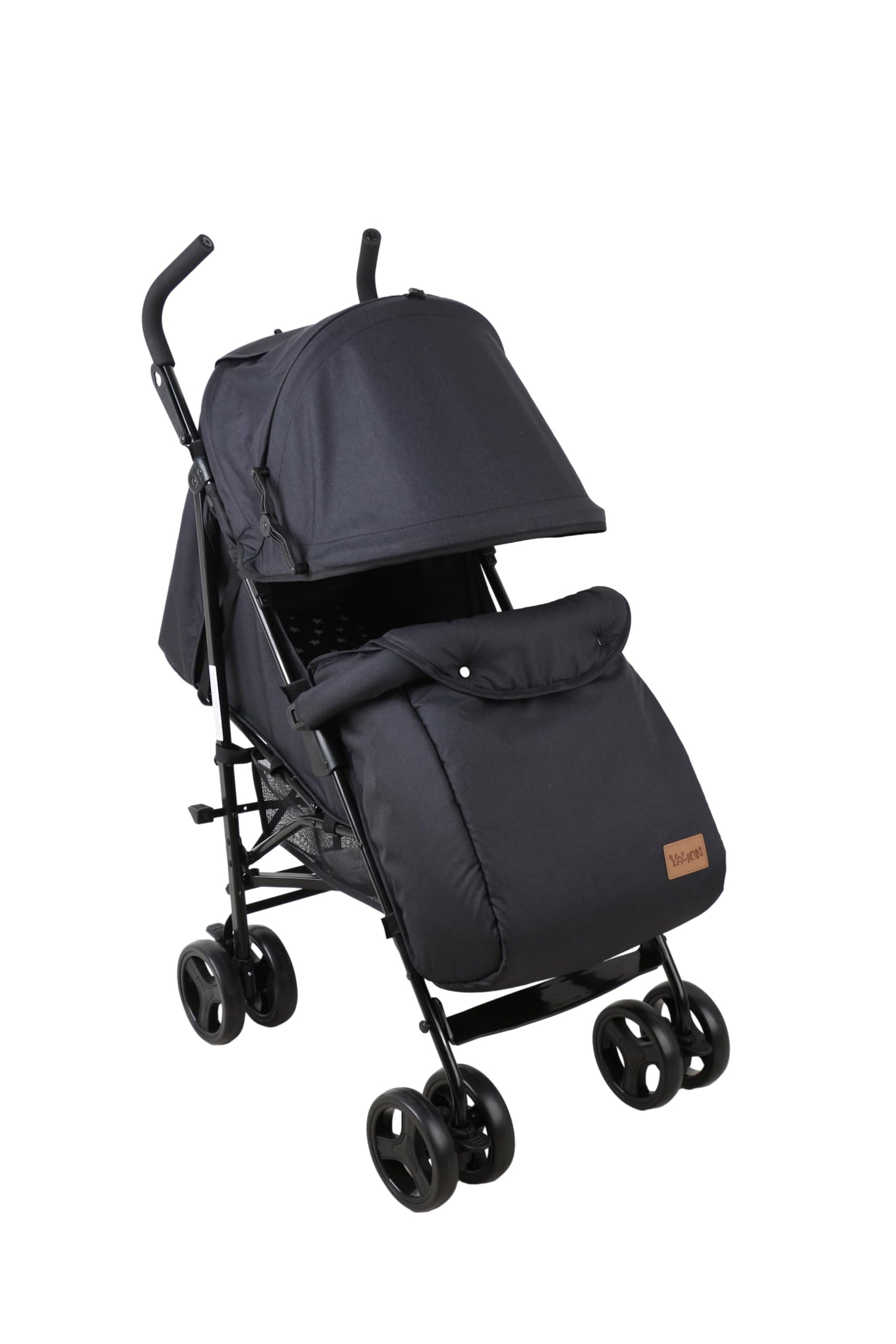 YALION Pushchair Buggy Travel Buggy Small Foldable 5 Reclining Positions Leg Warmer Shopping Basket Sun Canopy 360° Wheels Children's Buggy up to 15 kg Beige