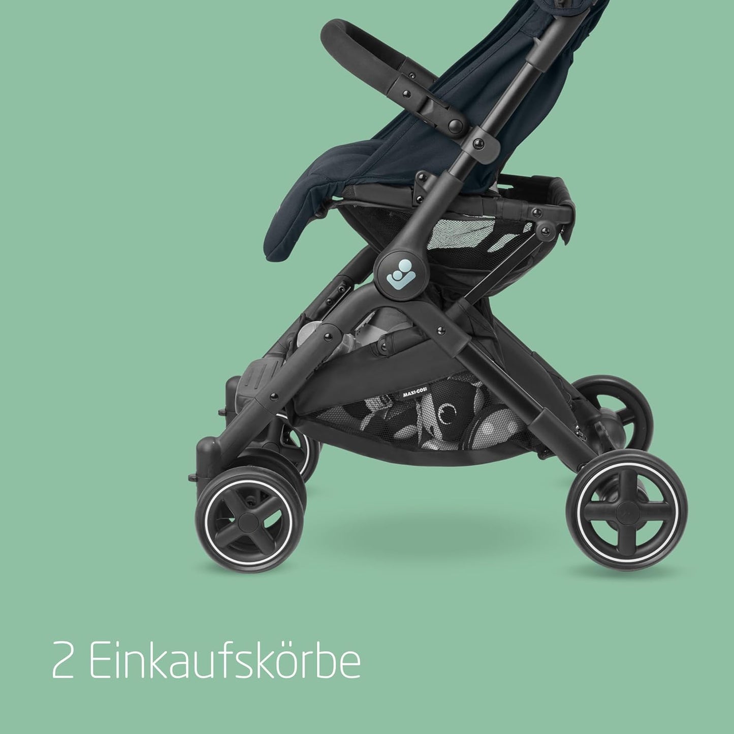 Maxi-Cosi Lara2 Baby Pram 0-4 Years 0-22kg Featherlight Compact Pushchair 3 Reclining Positions Flat Reclining Position Small Folding Shoulder Strap Essential Graphite