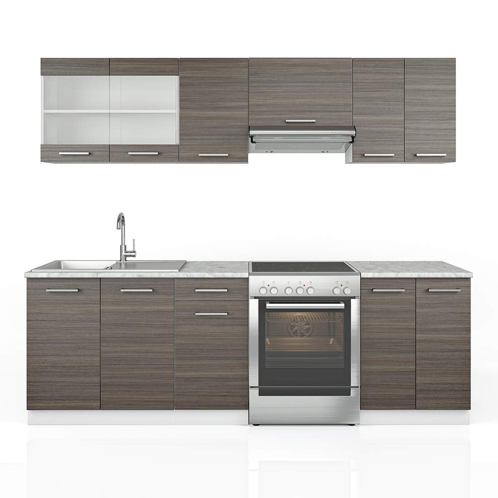 Vicco R-Line Kitchen Unit, Cashmere/Anthracite, 240 cm, AP Anthracite