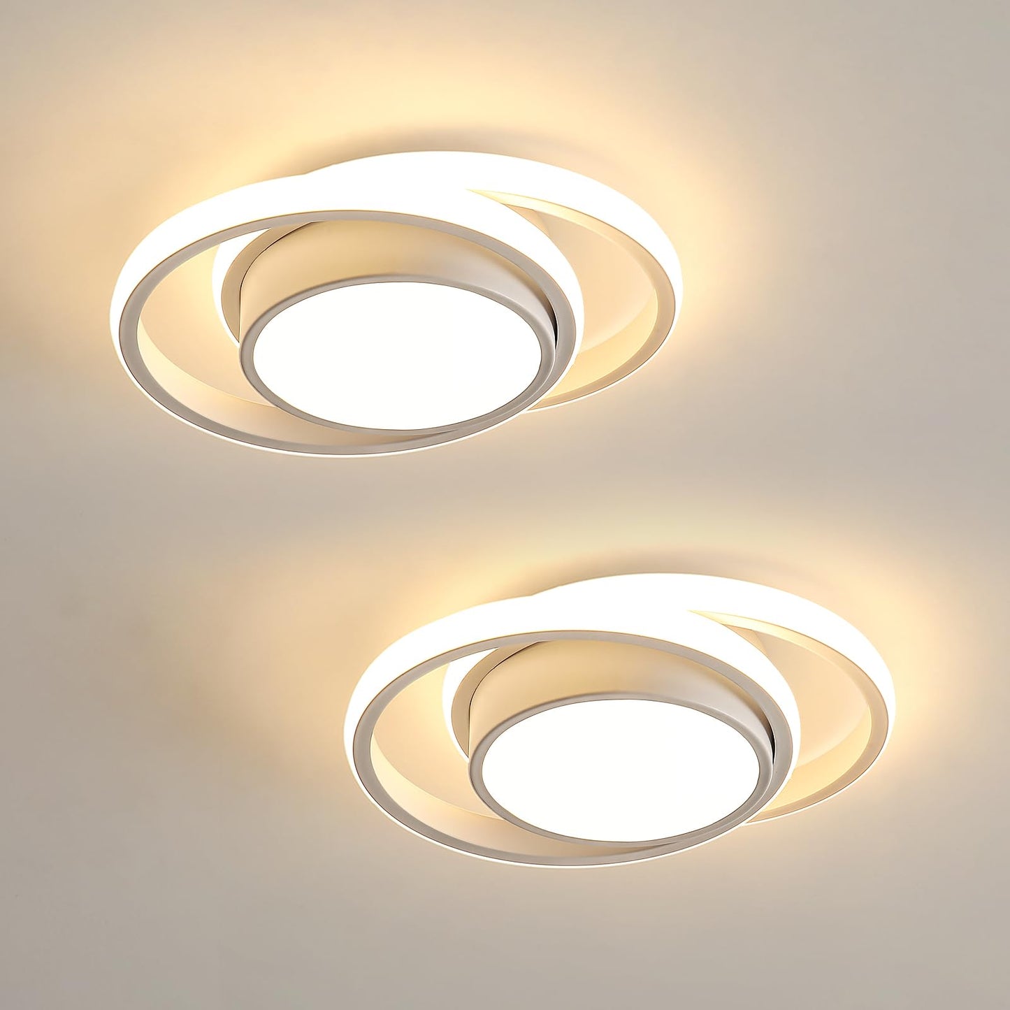 Comely LED Ceiling Lights, Pack of 2, 32 W, Round, 2350 lm, Modern, for Bedrooms, Bathrooms, Kitchens, Corridors, Balconies, 4500 K Neutral Light, Diameter 280 mm