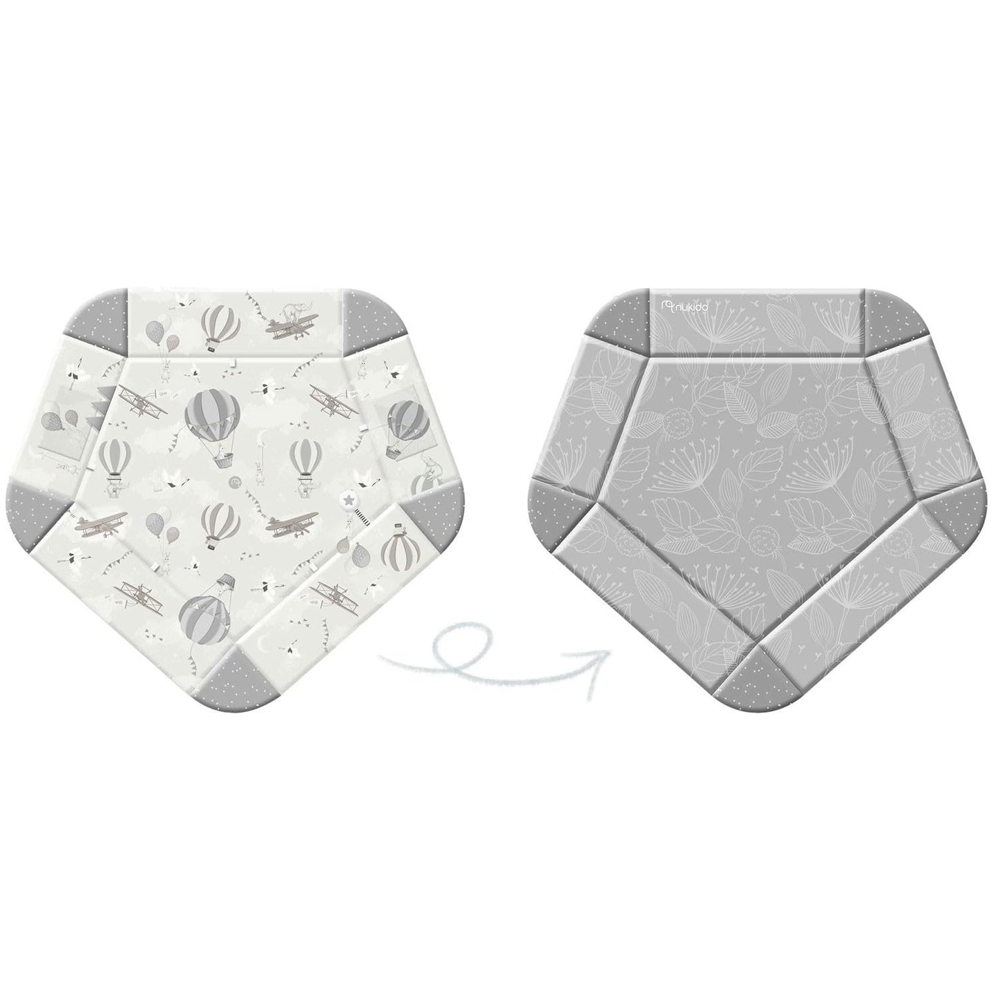 Nukido Interactive Play Arch Baby 5-in-1 Crawling Blanket for Baby Play Mat Playpen Baby with Mattress Baby Nest with Tummy Time Cushion 2 Sheets with 7 Sensory Toys 56 cm Grey