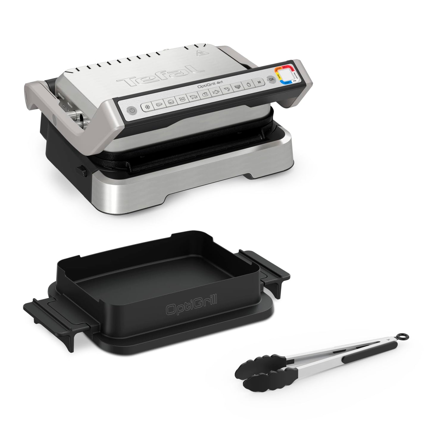 Tefal OptiGrill Elite XL Kontaktgrill, 16 Programme, Digitales Display mit Garstufenanzeige, abnehmbare XL-Platten, Grillboost-Funktion, intuitive Bedienung, Elektrogrill, Edelstahl, GC760D12