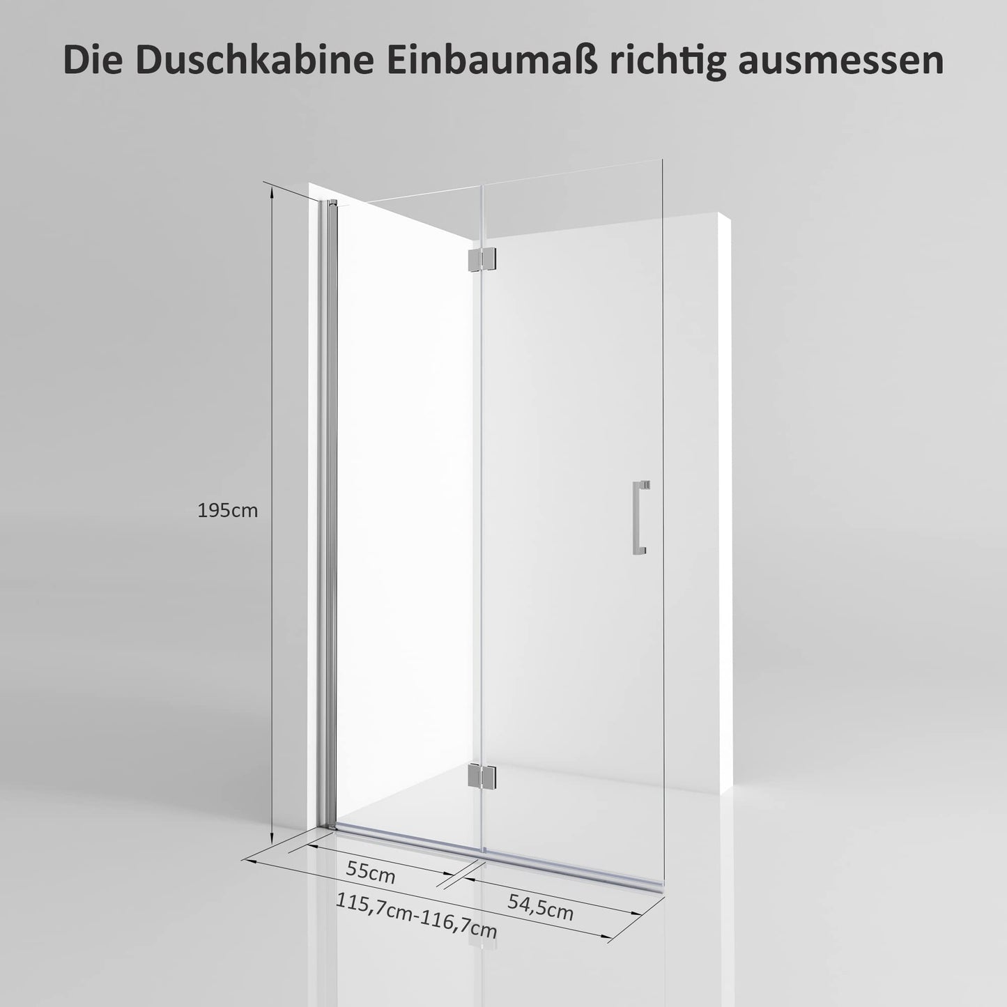 Shower Screen Walk in Shower Screen 120 x 185 cm Swing Doors Shower Enclosure with Fixed Part and Corner Shelves Revolving Door Swing Door Shower Cubicle 6 mm Nano Safety Glass Glass