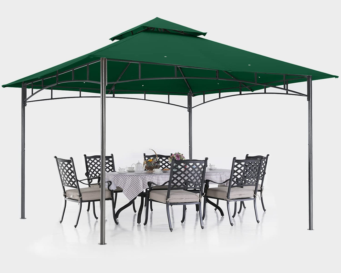 ABCCANOPY Pavillon 2.5x2.5m Wasserdicht Stabil Winterfest Gartenpavillon，Doppeldachweichdach Hinterhof-Partyzelt mit Netz für Schatten und Regen,Grau