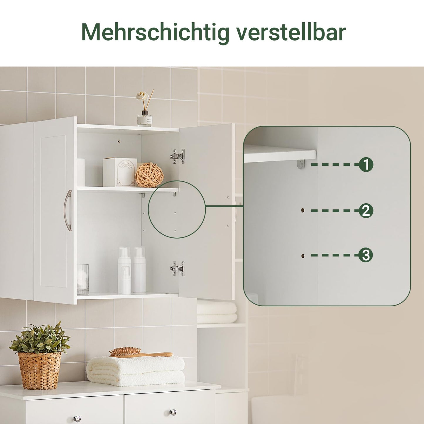 SoBuy® FRG231-W Wall Cupboard with Two Doors Bathroom Cupboard Kitchen Cabinet Medicine Cabinet White WHT Approx. 60 x 60 x 30 cm.