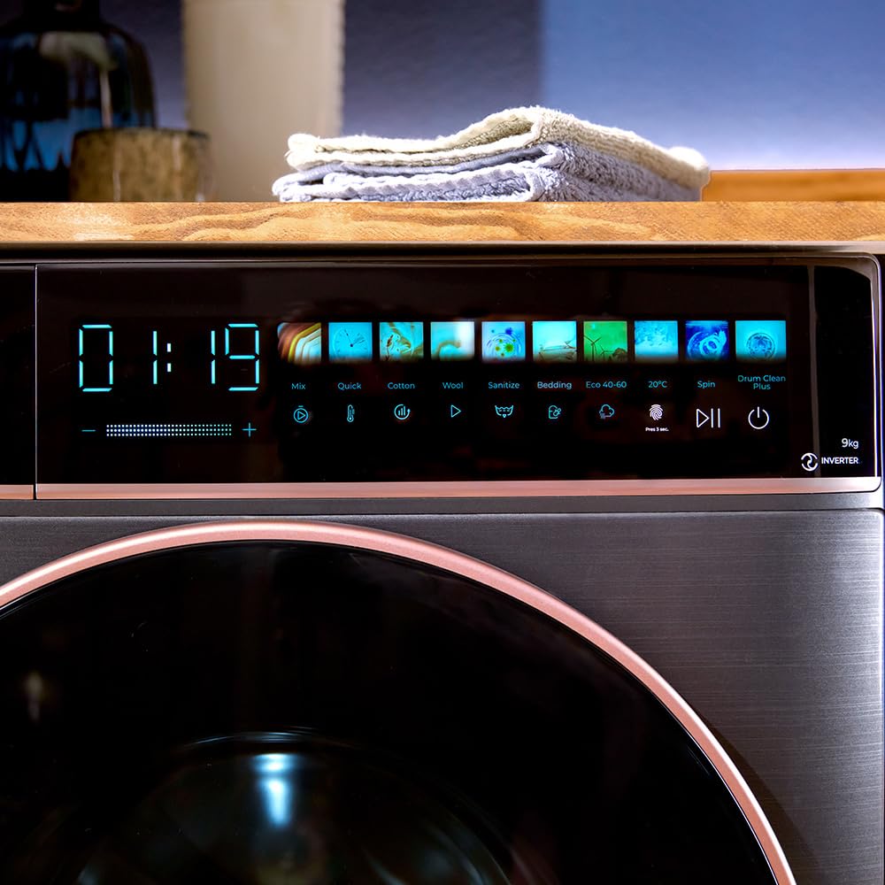 Cecotec Washing Machine 10 kg Front Loader Bolero Dress Code 10950 Car Socket Inverter 3D Steel A. 1400 rpm, Matrix Display 9.2 Inches, 16 Prog, Low Consumption, Inverter Plus Motor, Auto Dosage,