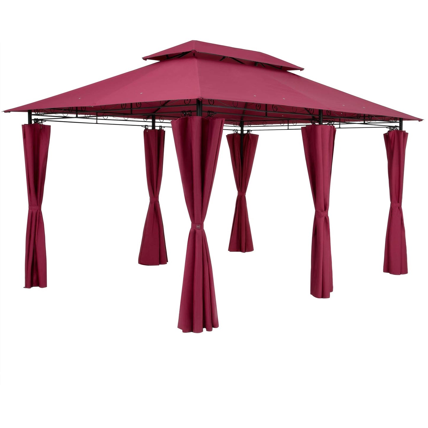Casaria® Pavillon Topas 3x4m Metall Wasserabweisend UV-Schutz 50+ mit Seitenteile Stabil Gartenpavillon Luxus Modern Taupe