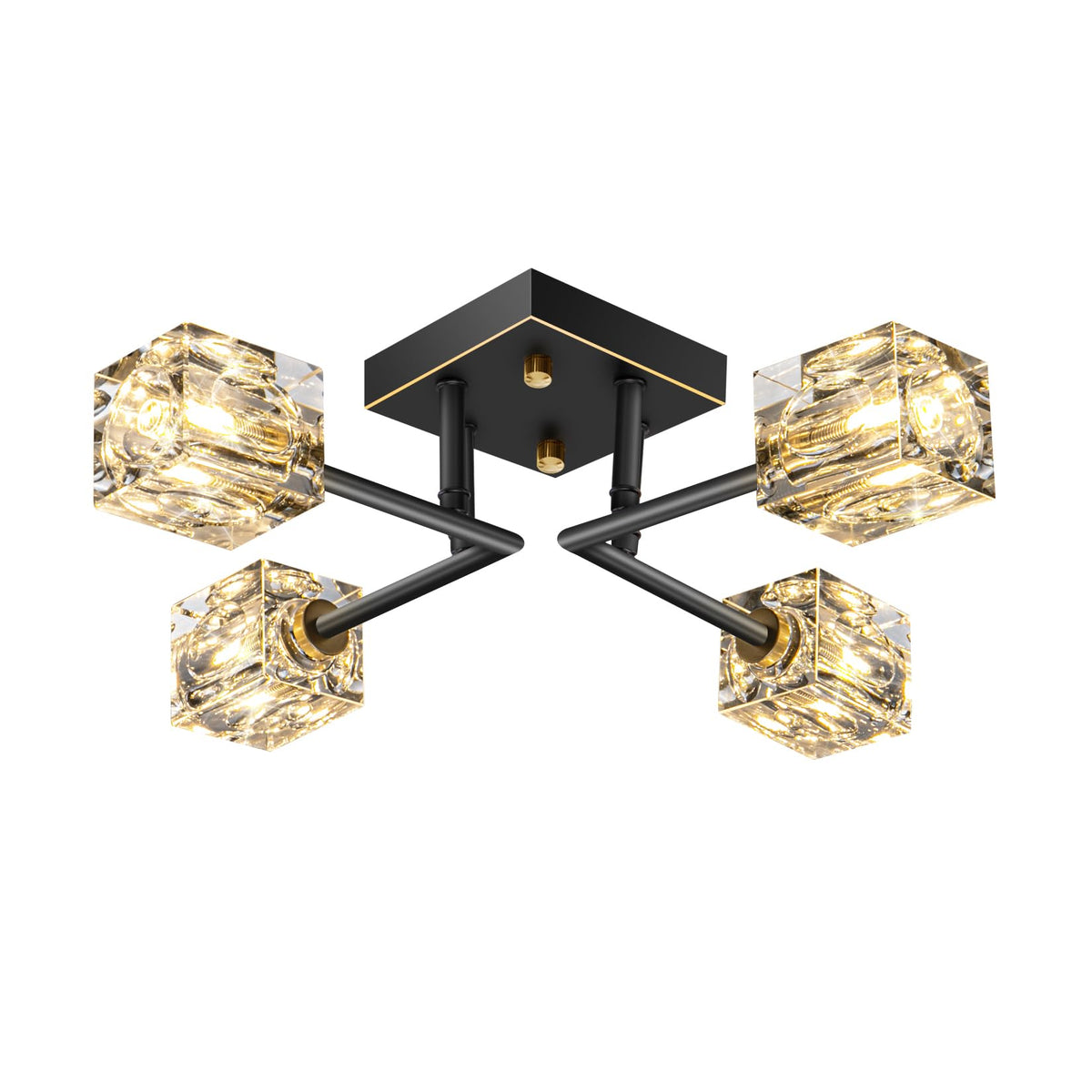 Modern Kistall Semi-Flush Ceiling Light Living Room, 8 Lights, Gold Crystal Chandelier, Semi-Flush Crystal Chandelier, Luxury Ceiling Light for Bedroom, Dining Room