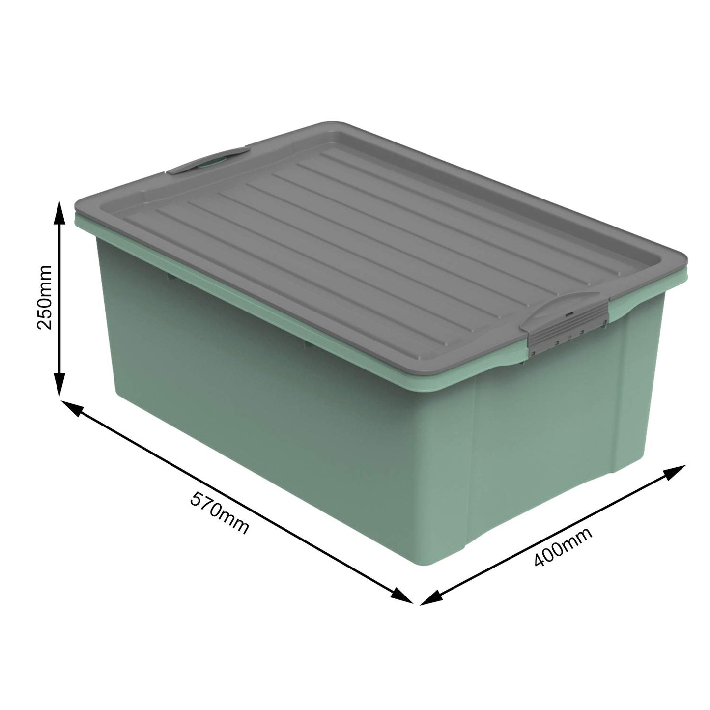 Rotho Compact Storage Box 70 L with Lid and Wheels, Plastic (PP Recycled), BPA-Free, Cappuccino/Anthracite, A3/70 L (57.0 x 39.5 x 43.5 cm)