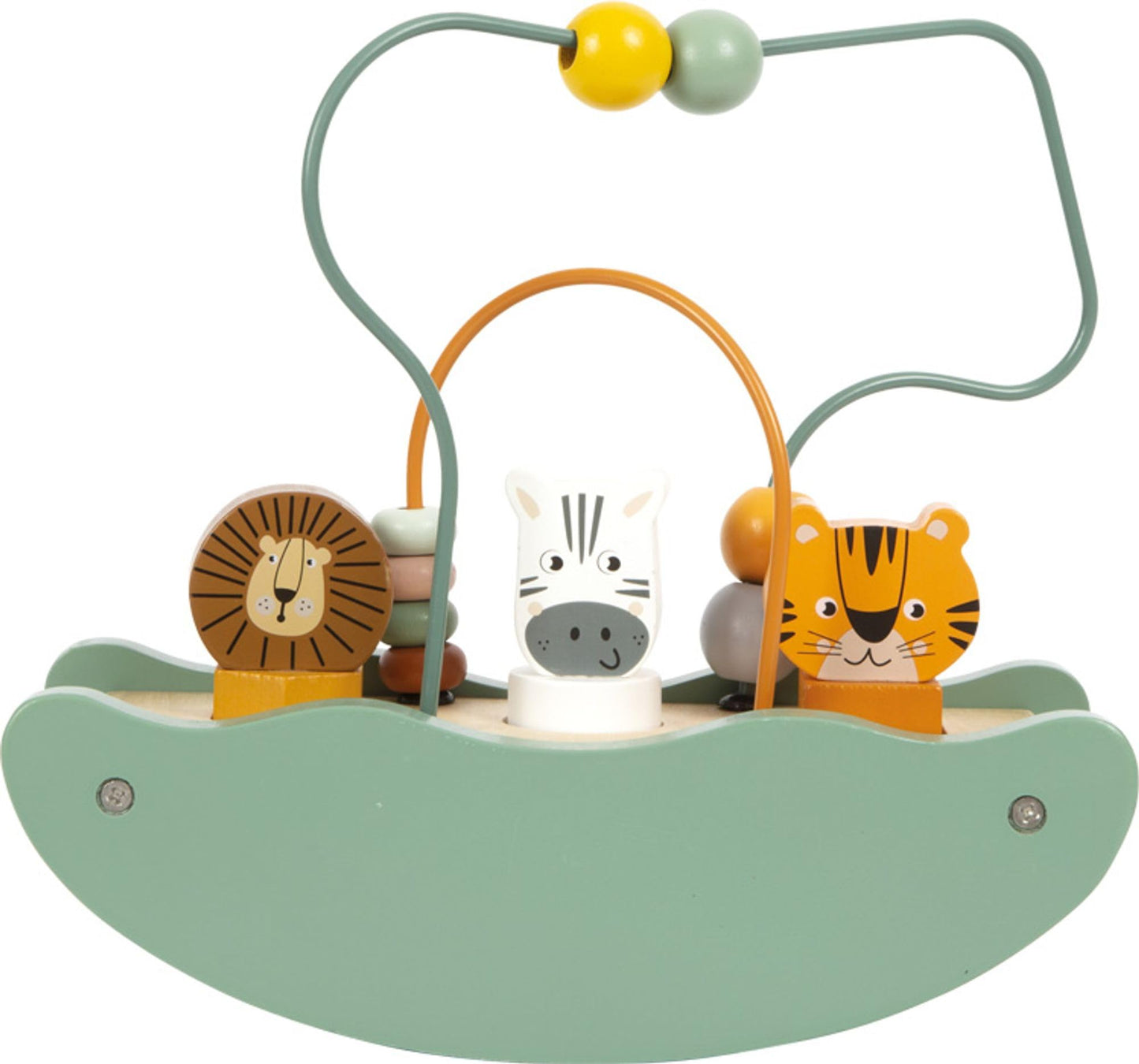 small foot Motorikschleife mit Wippe „Safari“, Holzspielzeug mit vielfältigen Spielfunktionen, ab 12 Monaten, 12459