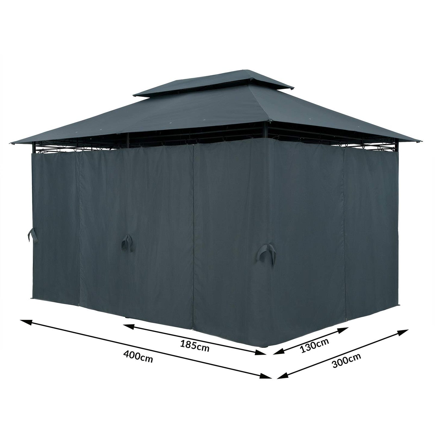 Casaria® Pavillon Topas 3x4m Metall Wasserabweisend UV-Schutz 50+ mit Seitenteile Stabil Gartenpavillon Luxus Modern Taupe