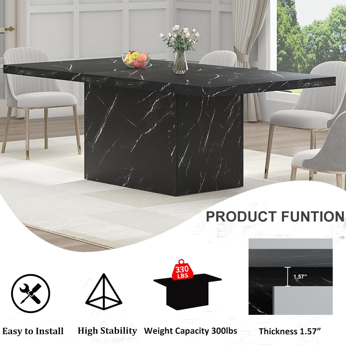 HSH Modern Black Dining Table1