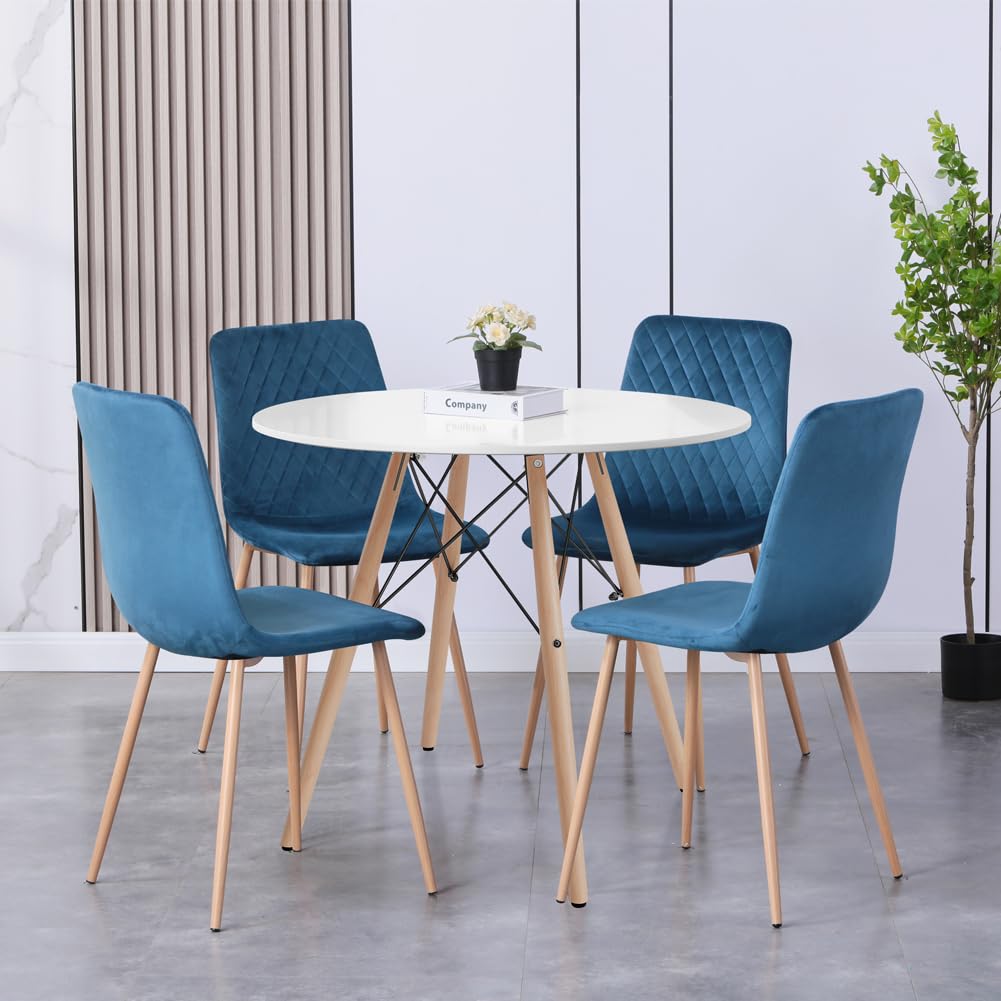 GOLDFAN Glas Esstisch Esszimmertisch Küchentisch Glas Moderner Stil Runder Tisch für Wohnzimmer Büro Küche Silber