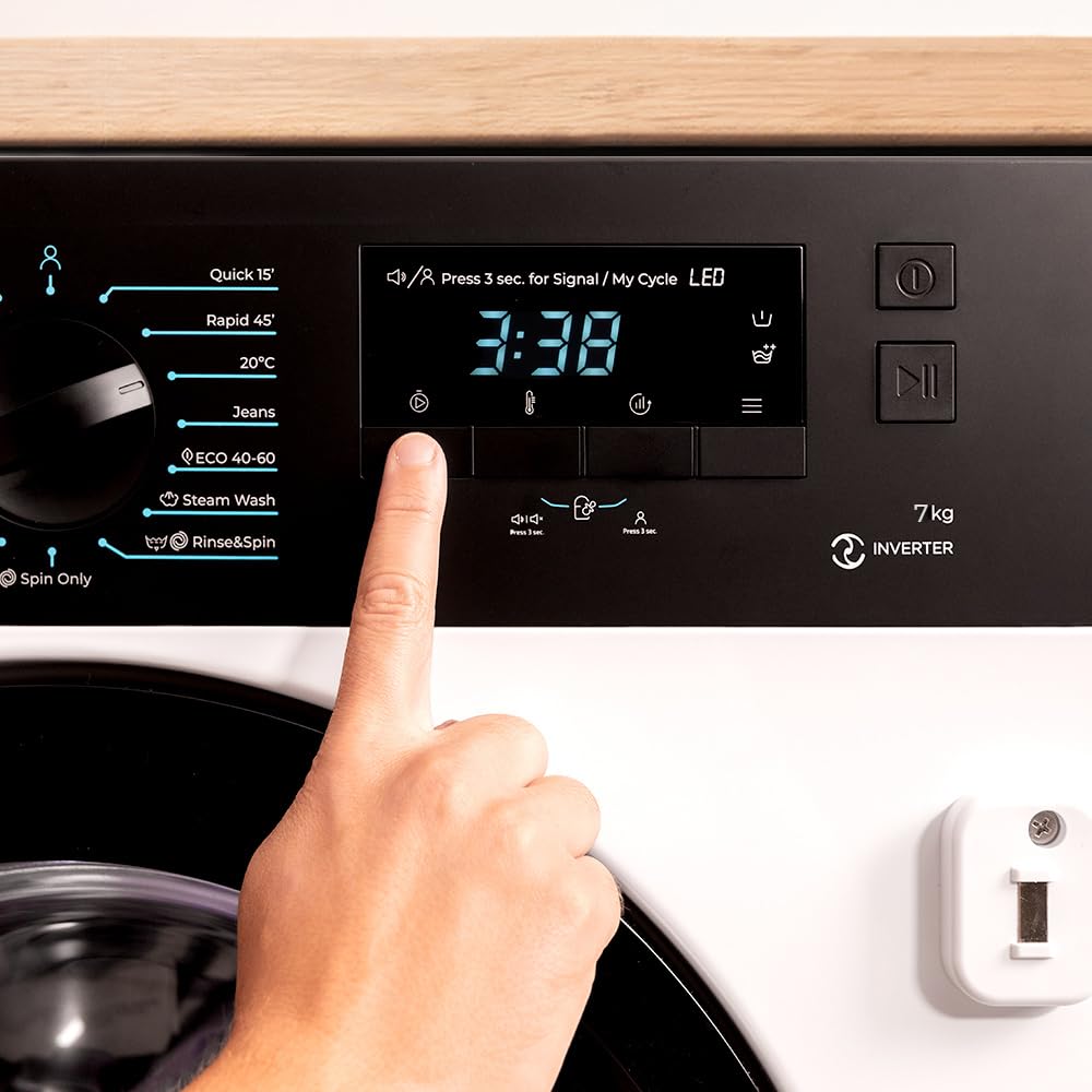 Cecotec 9 kg Carg Front Bolero Dresscode 940 BI Inverter A, 1950 W, 1400 U/min programmierbar, 16 Programmierbare Programme, Energiesparend, Delay Start, LED-Display, Dampf SteamMax.