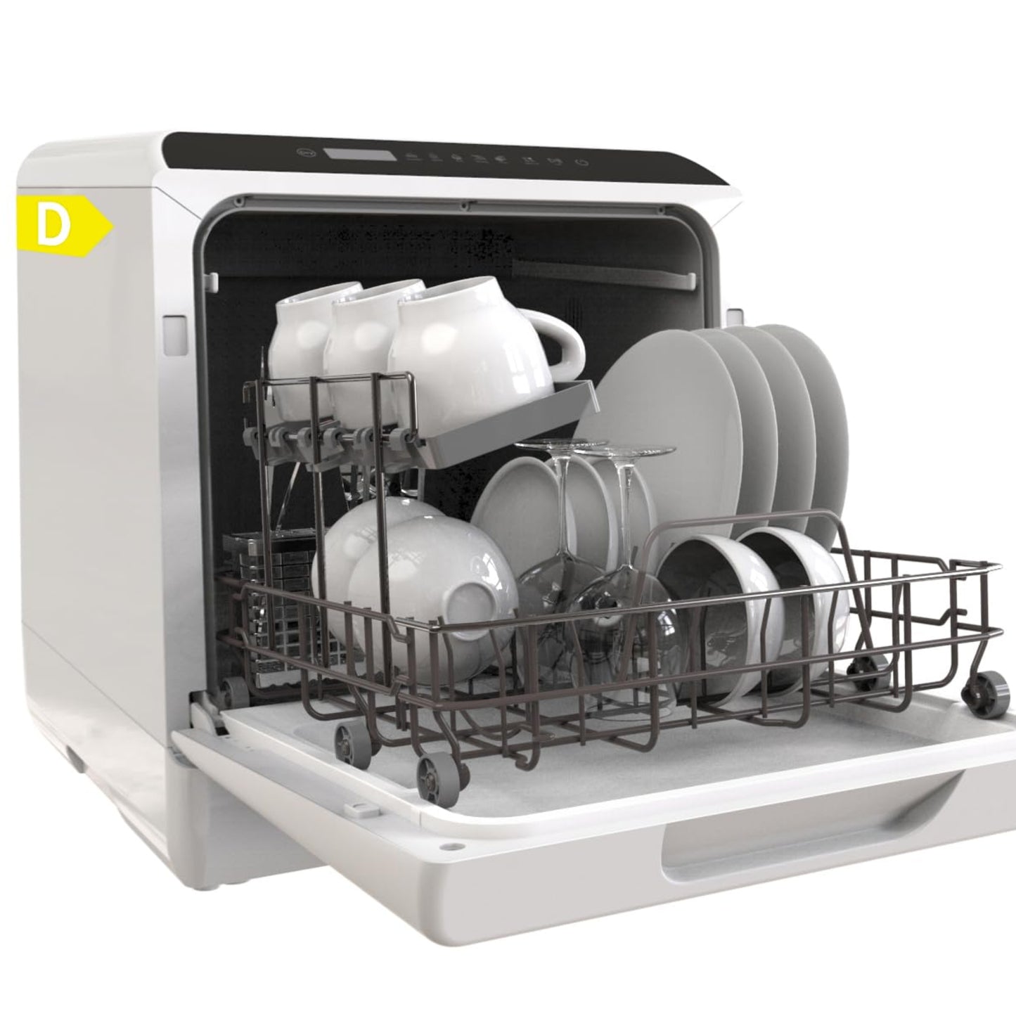 Hermitlux Tischgeschirrspüler, mini spülmaschine mit 7+3 Programme, 5 Maßgedecken, 5L Wassertank, Startverzögerung und Kindersicherung