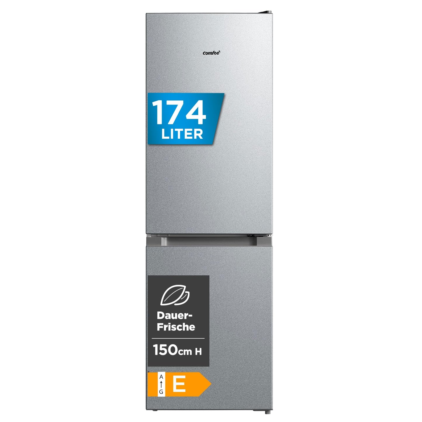 Comfee RCB169DK3 Combination Fridge-Freezer, 150 cm Height, Low Frost, 174 L, Quiet, 38dB, Adjustable Temperature, LED Light, 156 kWh/Year, Black