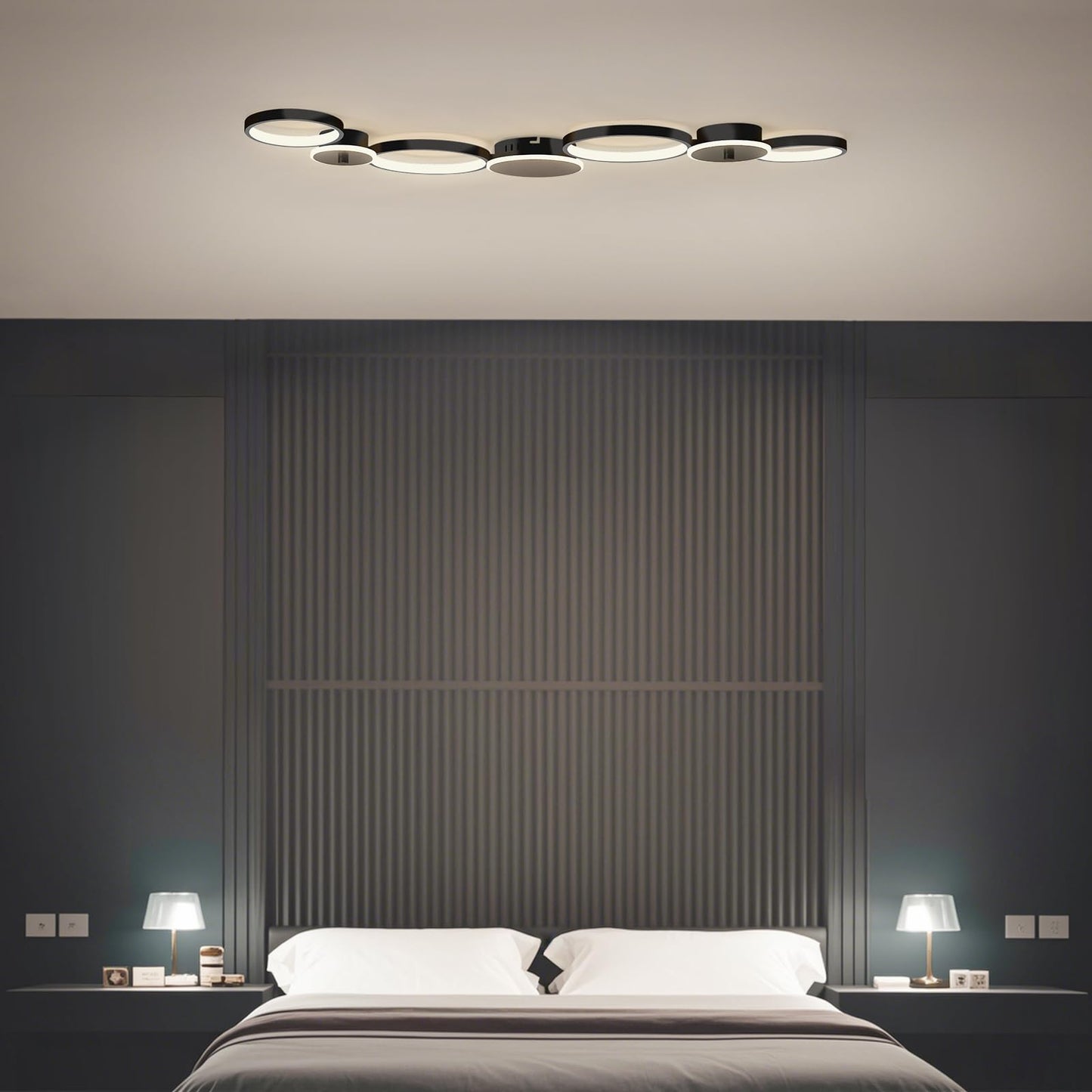 BAYHT Deckenleuchte LED Wohnzimmerlampe Weiße Runde LED Deckenlamp Dimmbar 62W 5300LM mit Fernbedienung 3000K-6500K Geeignet für Wohnzimmer, Deckenleuchte Schlafzimmer