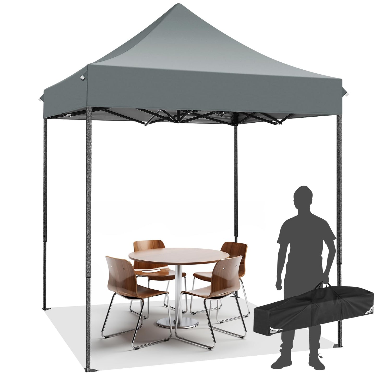 Tooluck Folding Gazebo, 3 x 4.5 m, Waterproof, Stable, Outdoor, Garden Party Tent, UV Protection 50+, with 4 Side Panels, Grey