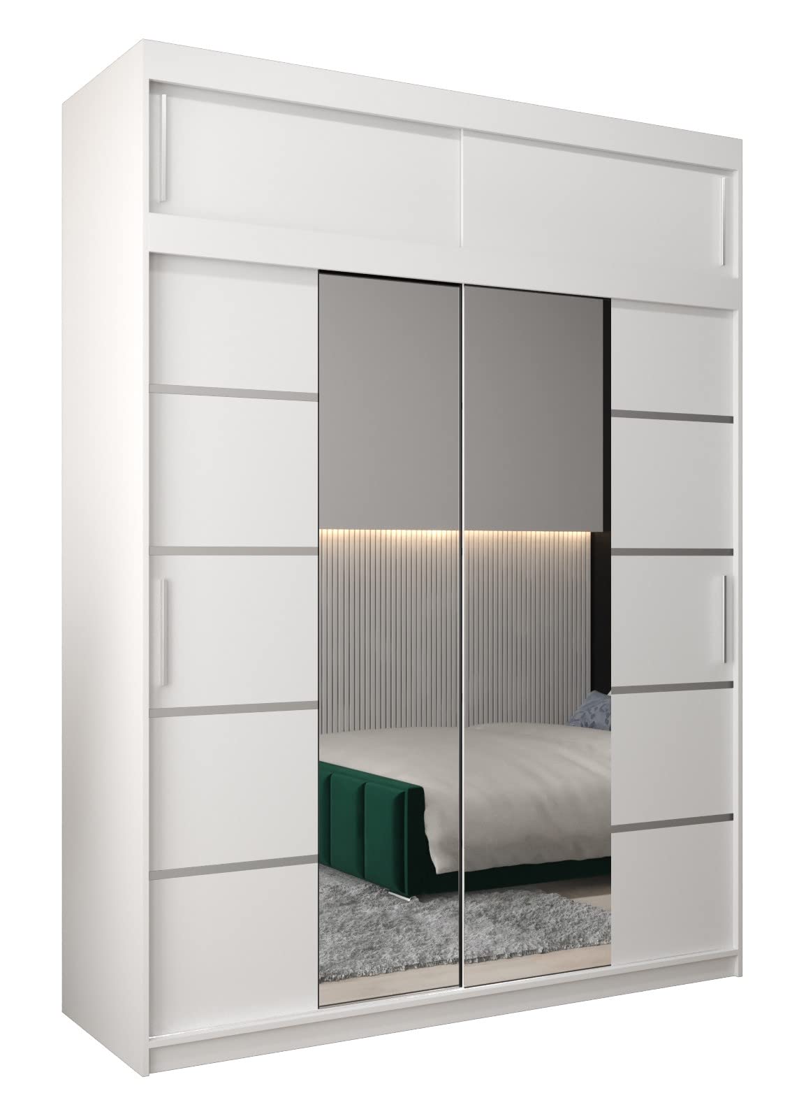 MEBLE KRYSPOL Verona 4 250 Bedroom Wardrobe Sliding Doors Cabinet with Mirror Wardrobe with Mirror Sliding Door Wardrobe Sliding Doors - 250 x 240 x 62 cm - Sonoma with Extension