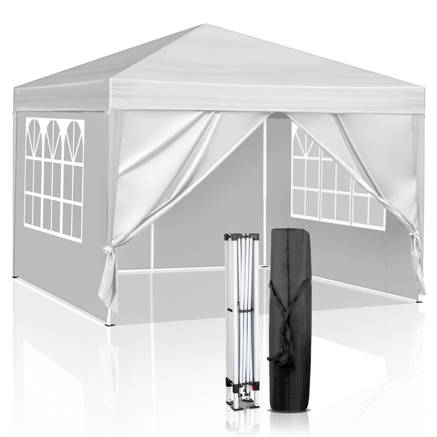Gazebo 3 x 6 m, Folding Gazebo, Waterproof, Stable, Winterproof, UV Protection 50+, 420D Oxford, Foldable Height Adjustable, Party Tent, Garden Tent, for Garden, Camping, Outdoor, Black, 6