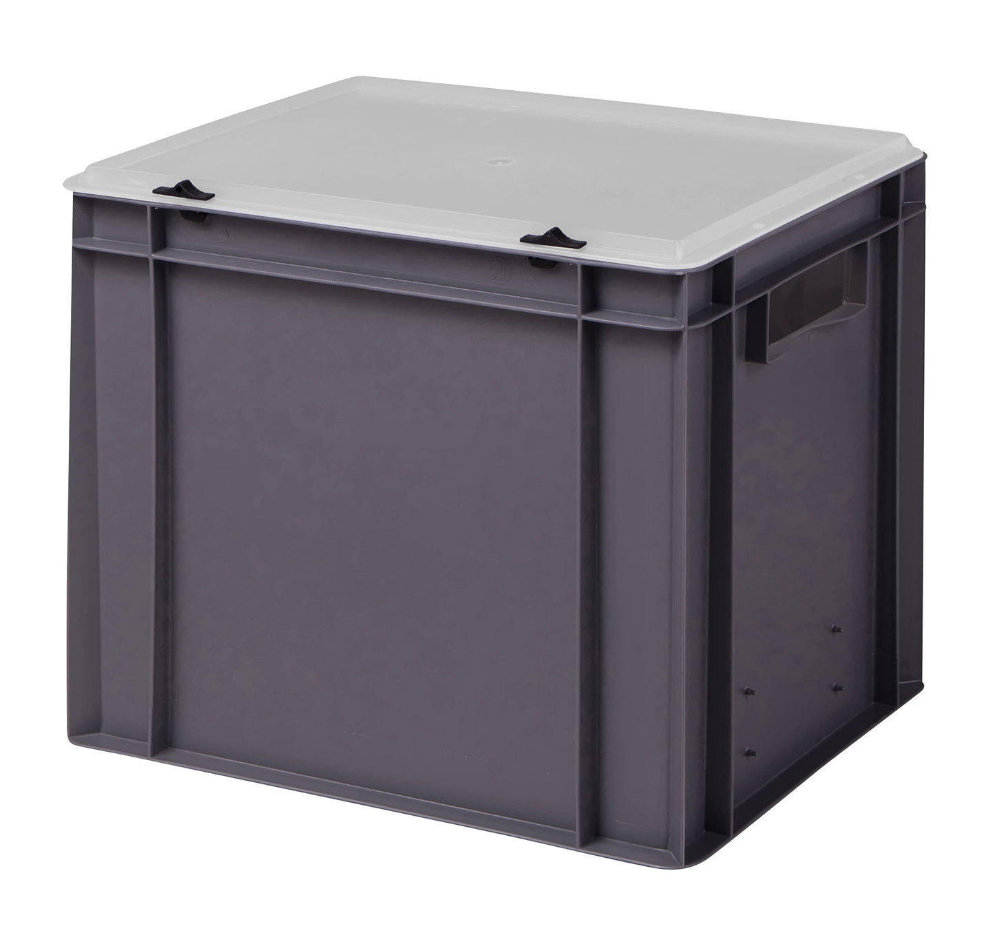 Design Eurobox Stacking Box Storage Container Plastic Box in 5 Colours and 16 Sizes with Transparent Lid (Matte) (Grey, 60 x 40 x 33 cm)