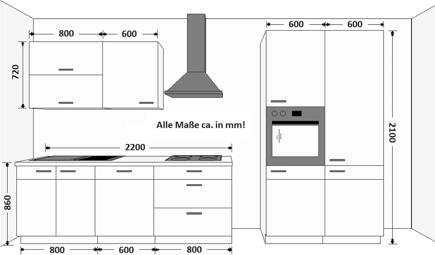 Vigo Matera Lancelot Kitchen Unit 220 + 120 cm Grey