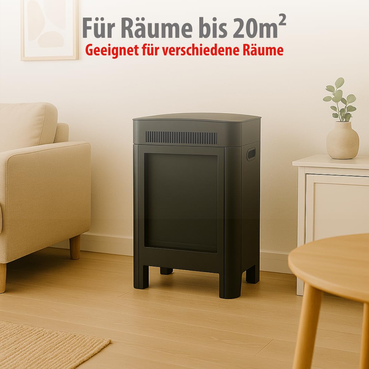 alpina Lucerne Electric Fireplace - Electric Fireplace with Heating 1800-2000W - Electric Fireplace with Thermostat Heating - LED Fireplace with Realistic Flame Effect - Compact Fireplace Freestanding