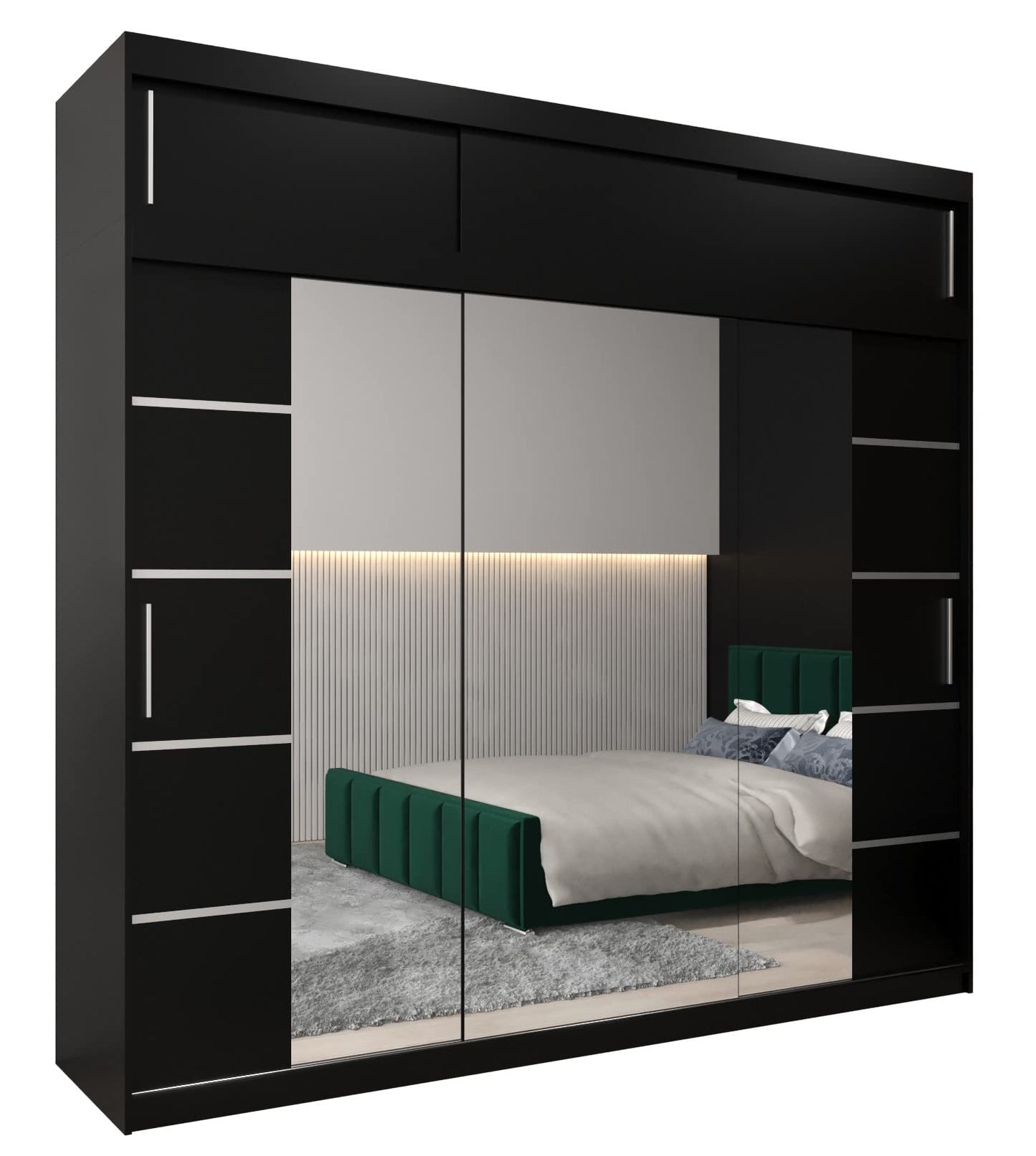 MEBLE KRYSPOL Verona 4 250 Bedroom Wardrobe Sliding Doors Cabinet with Mirror Wardrobe with Mirror Sliding Door Wardrobe Sliding Doors - 250 x 240 x 62 cm - Sonoma with Extension
