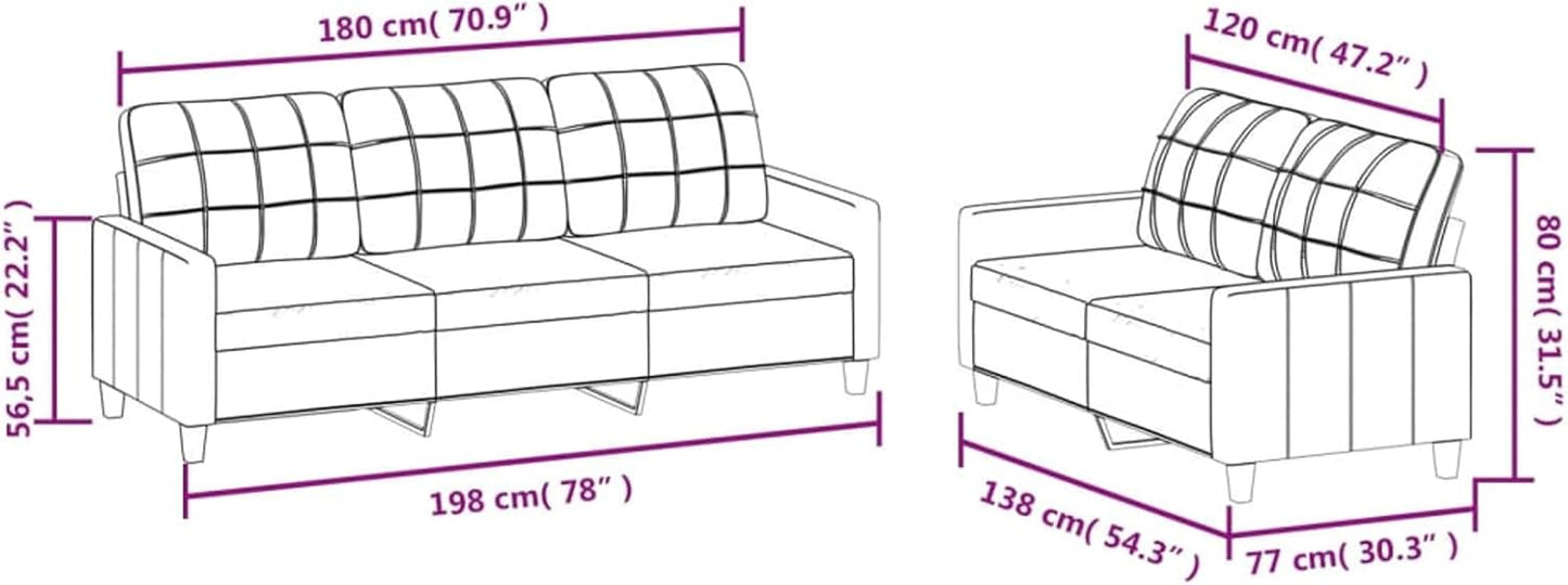 Snsowed 2-TLG. Sofagarnitur mit Kissen Weinrot Kunstleder