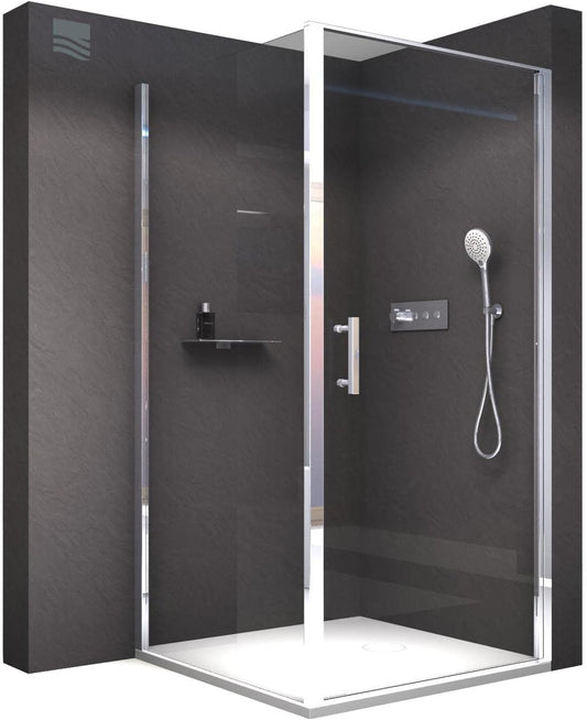 BERNSTEIN Shower Cubicle 90 x 90 Shower with Swing Door and Lift/Lower Mechanism Corner Shower 8 mm ESG Safety Glass with Nano Coating Corner Shower Cubicle with Stainless Steel Door Handle