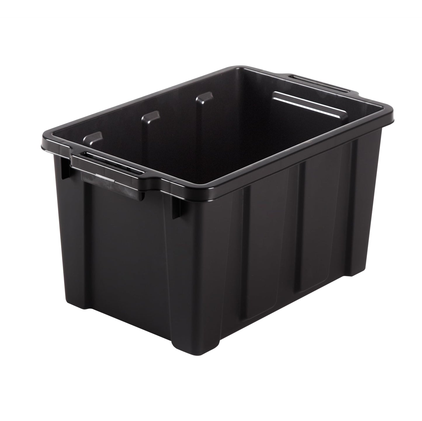 Iris Ohyama, 100L Plastic Storage Box with Heavy Duty Lid, Set of 2, Black, Stackable, Garage Shelves, Moving Moving Plastic Tool Box Storage Box UTB-27