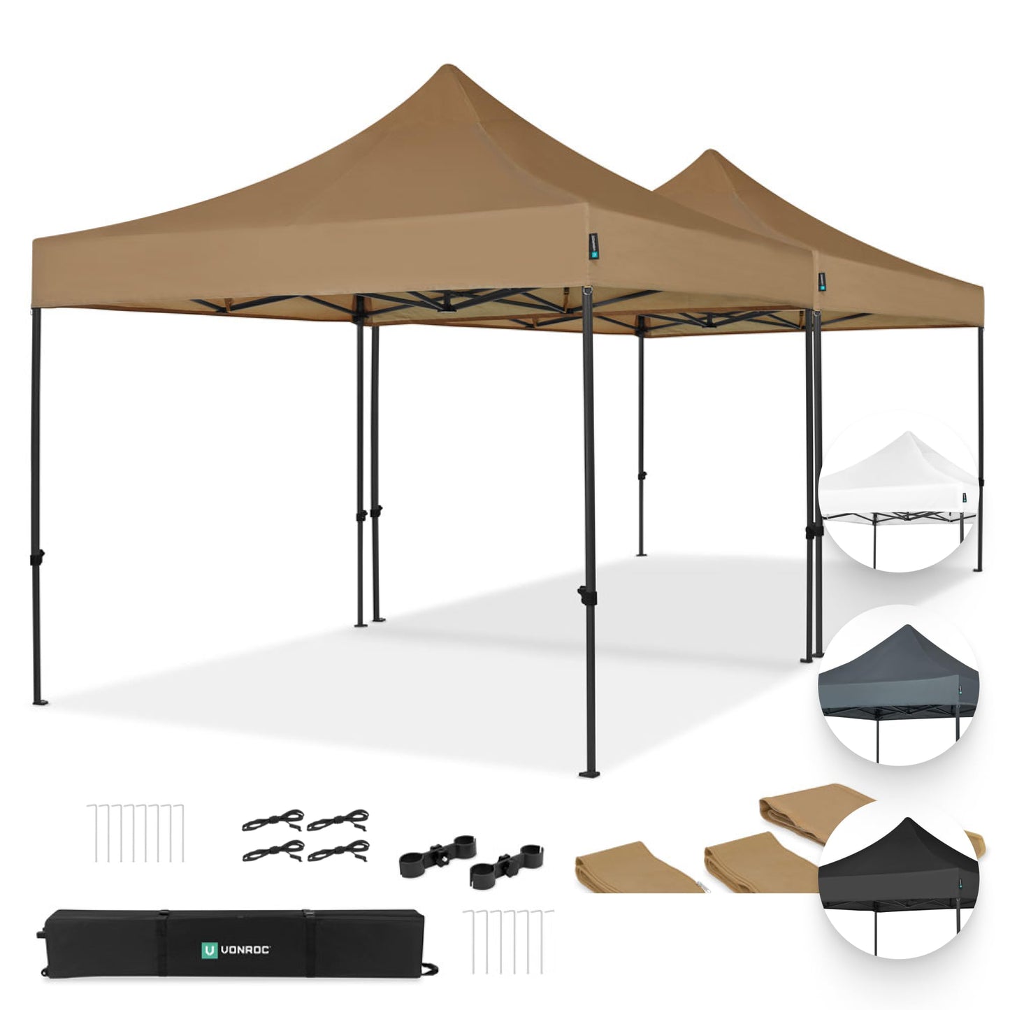 VONROC Gazebo 3 x 3 m Waterproof Stable – Party Tent EasyUp System [3Min Assembly] Pop-up Folding Gazebo Modular Expandable as Festival Tent, Garden Gazebo