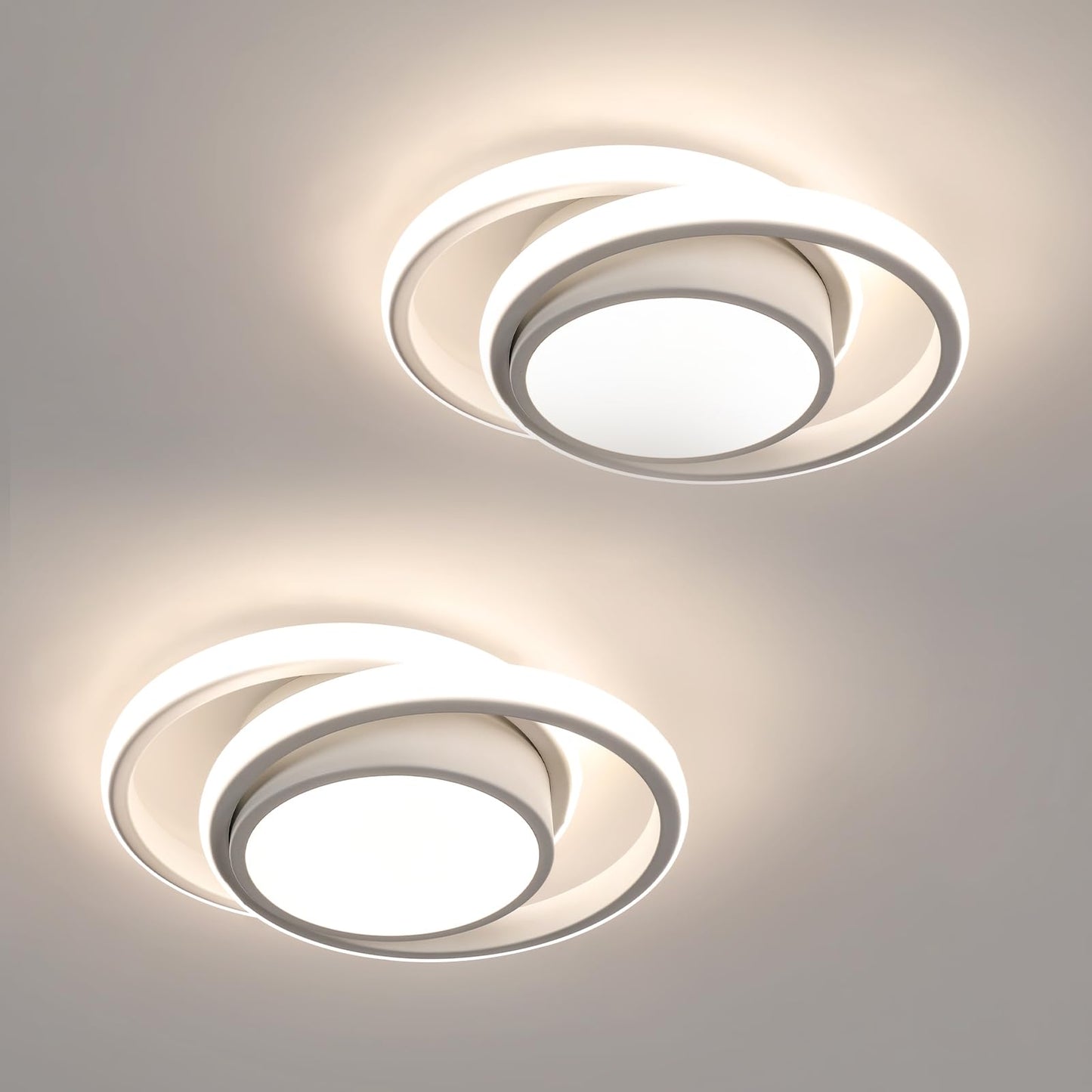 Comely LED Ceiling Lights, Pack of 2, 32 W, Round, 2350 lm, Modern, for Bedrooms, Bathrooms, Kitchens, Corridors, Balconies, 4500 K Neutral Light, Diameter 280 mm
