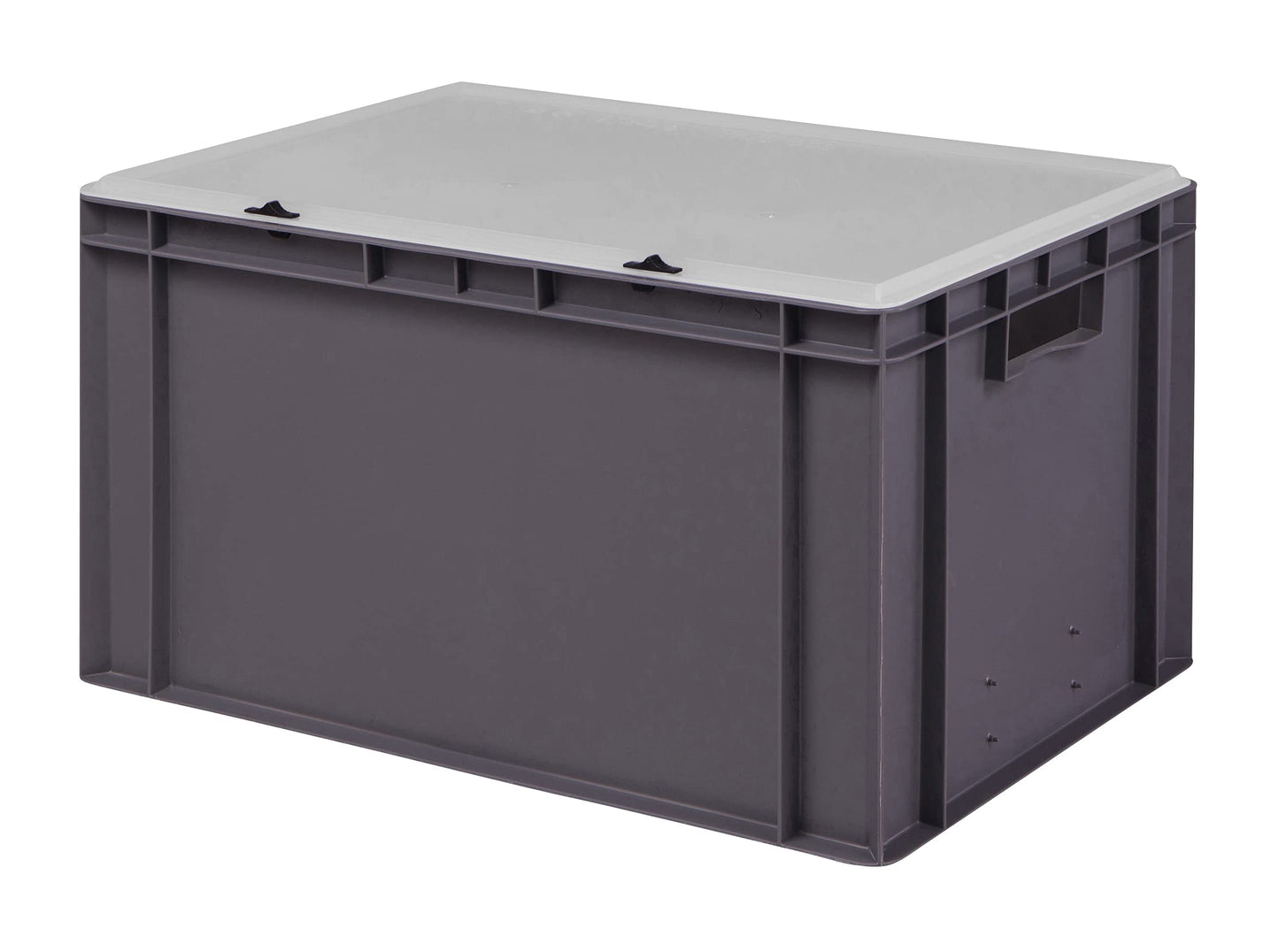 Design Eurobox Stacking Box Storage Container Plastic Box in 5 Colours and 16 Sizes with Transparent Lid (Matte) (Grey, 60 x 40 x 33 cm)