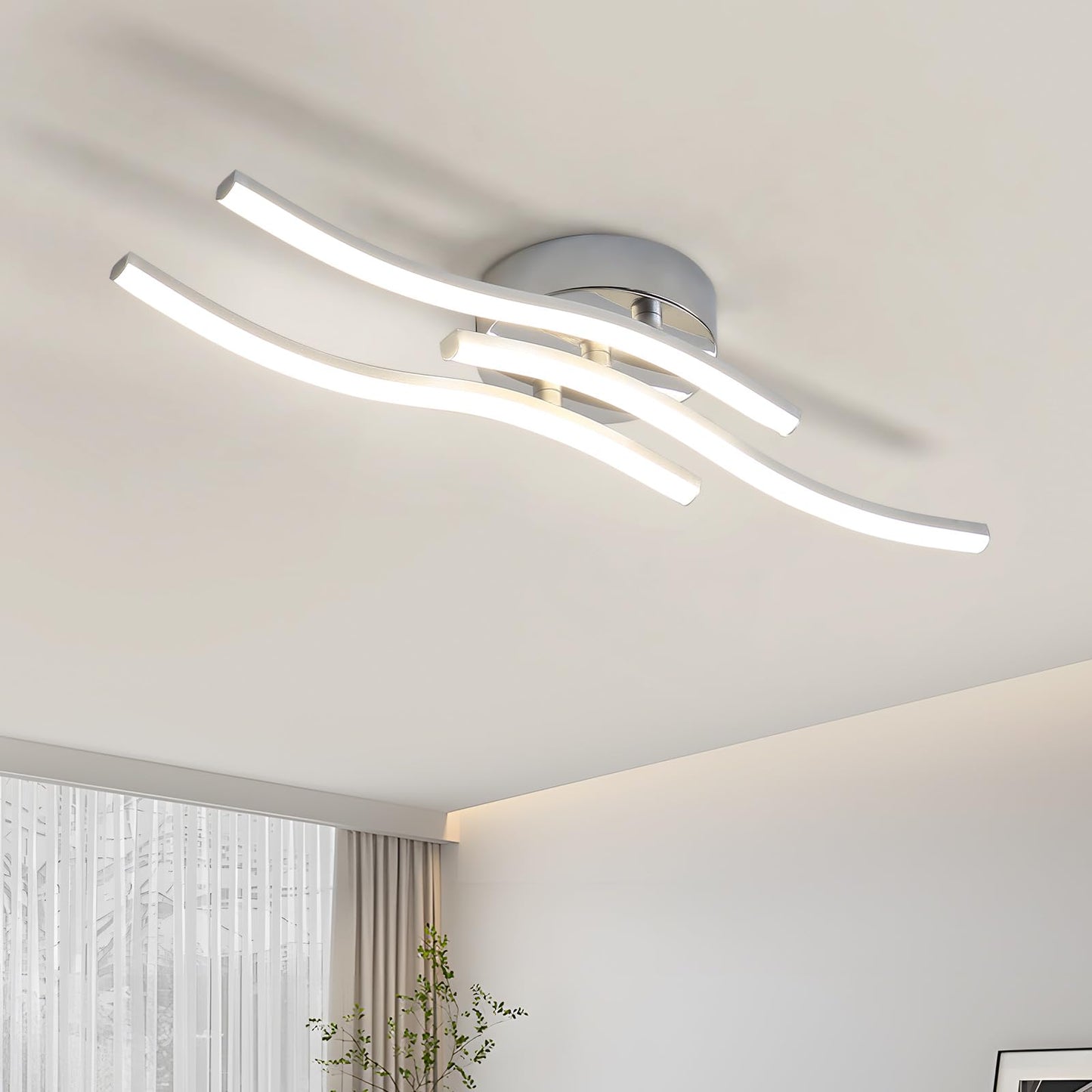 LED Ceiling Light, Kitchen Ceiling Light, Bedroom, 18 W 1620 LM Ceiling Light Living Room, 6500 K Cold White, 3 LEDs, Suitable for Bedroom, Dining Table, Hallway Lamp Ceiling, Balcony, Diameter 54 cm