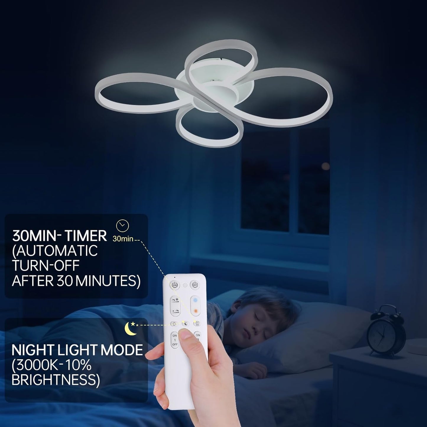 LED Ceiling Light Flower Design Modern, 42 W, 5300 lm, Continuously Dimmable with Remote Control, Flicker-Free, Memory Function, Ceiling Light for Living Room, Bedroom, Kitchen, Hallway - 60 x
