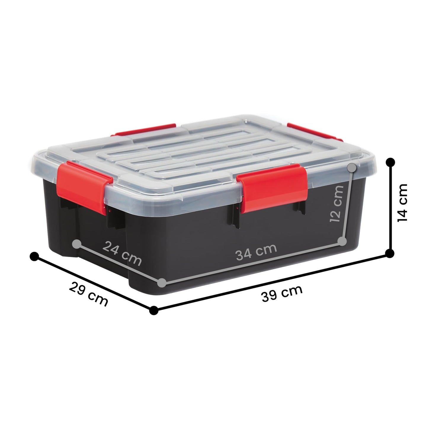 Iris Ohyama Airtight Plastic Storage Boxes with Lids, 20L, Set of 3, Black, Hermetic Waterproof Closure, Heavy Duty Snap Latches, Stackable, Dustproof, BPA-Free, DDAT-SD