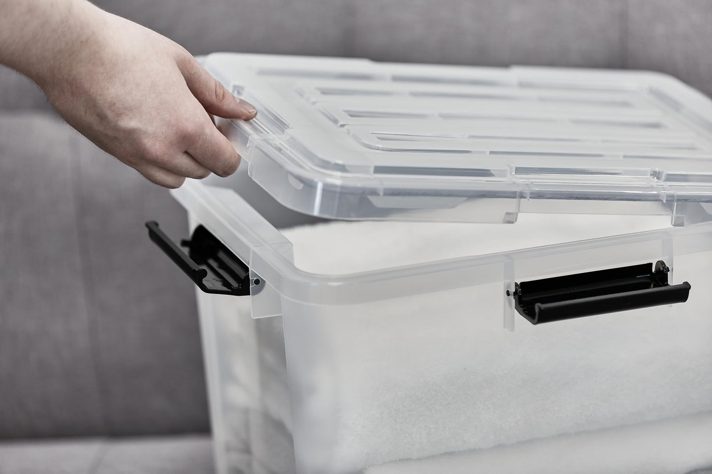 Iris Ohyama Airtight Plastic Storage Boxes with Lids, 20L, Set of 3, Black, Hermetic Waterproof Closure, Heavy Duty Snap Latches, Stackable, Dustproof, BPA-Free, DDAT-SD