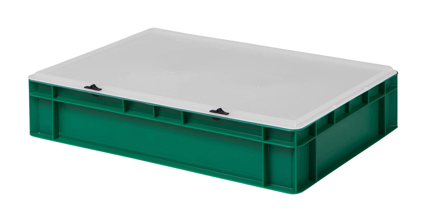 Design Eurobox Stacking Box Storage Container Plastic Box in 5 Colours and 16 Sizes with Transparent Lid (Matte) (Grey, 60 x 40 x 33 cm)