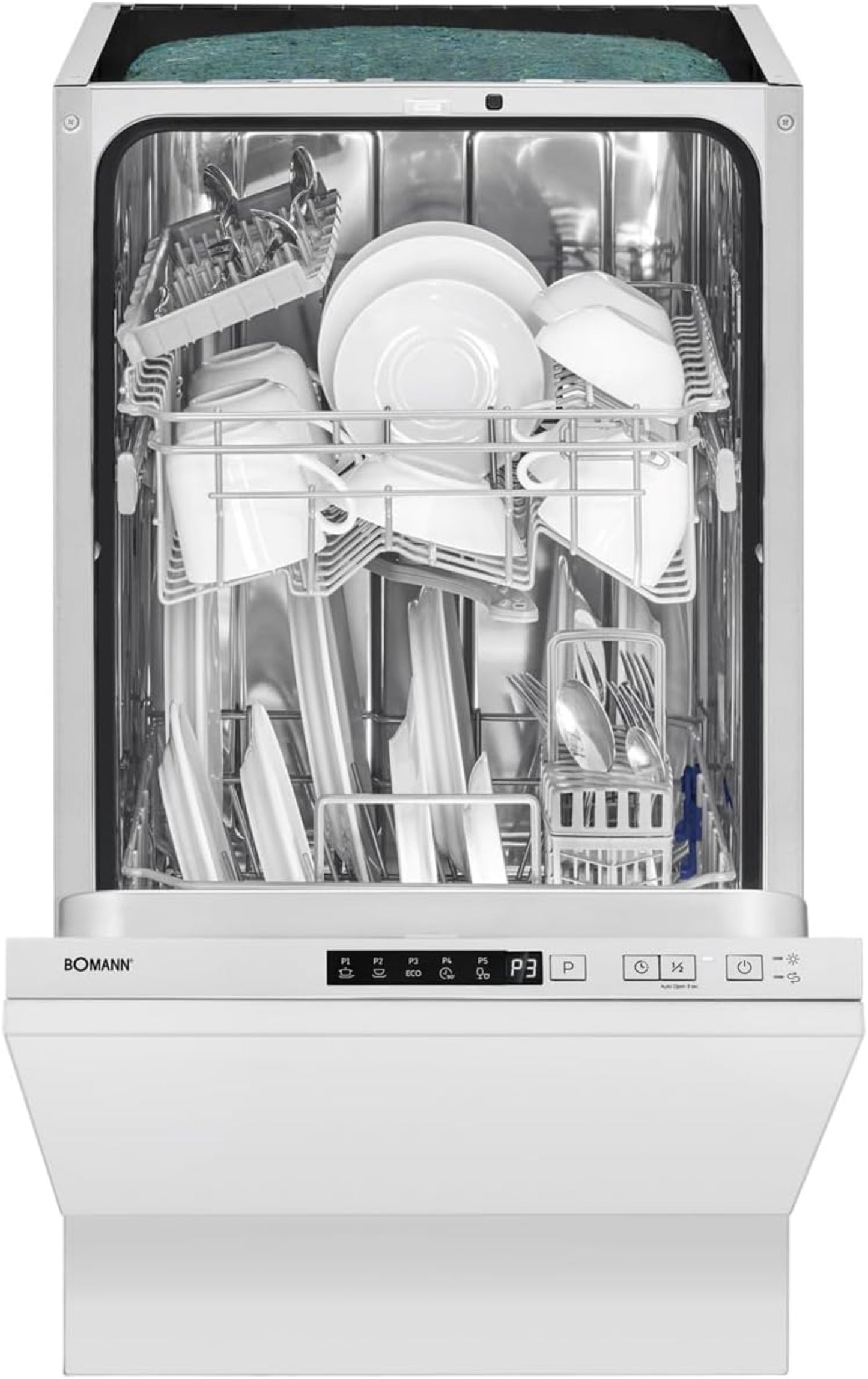 Bomann® Dishwasher 45 cm Fully Integrable | Dishwasher 45 cm for 10 Place Settings | Dishwasher 45 cm with 5 Programmes and 2 Spray Levels | Program Start Selection: 1-24 Hours | GSPE 7420 VI