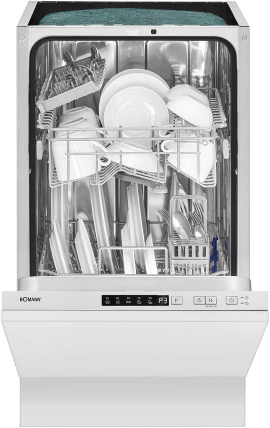 Bomann® Dishwasher 45 cm Fully Integrable | Dishwasher 45 cm for 10 Place Settings | Dishwasher 45 cm with 5 Programmes and 2 Spray Levels | Program Start Selection: 1-24 Hours | GSPE 7420 VI