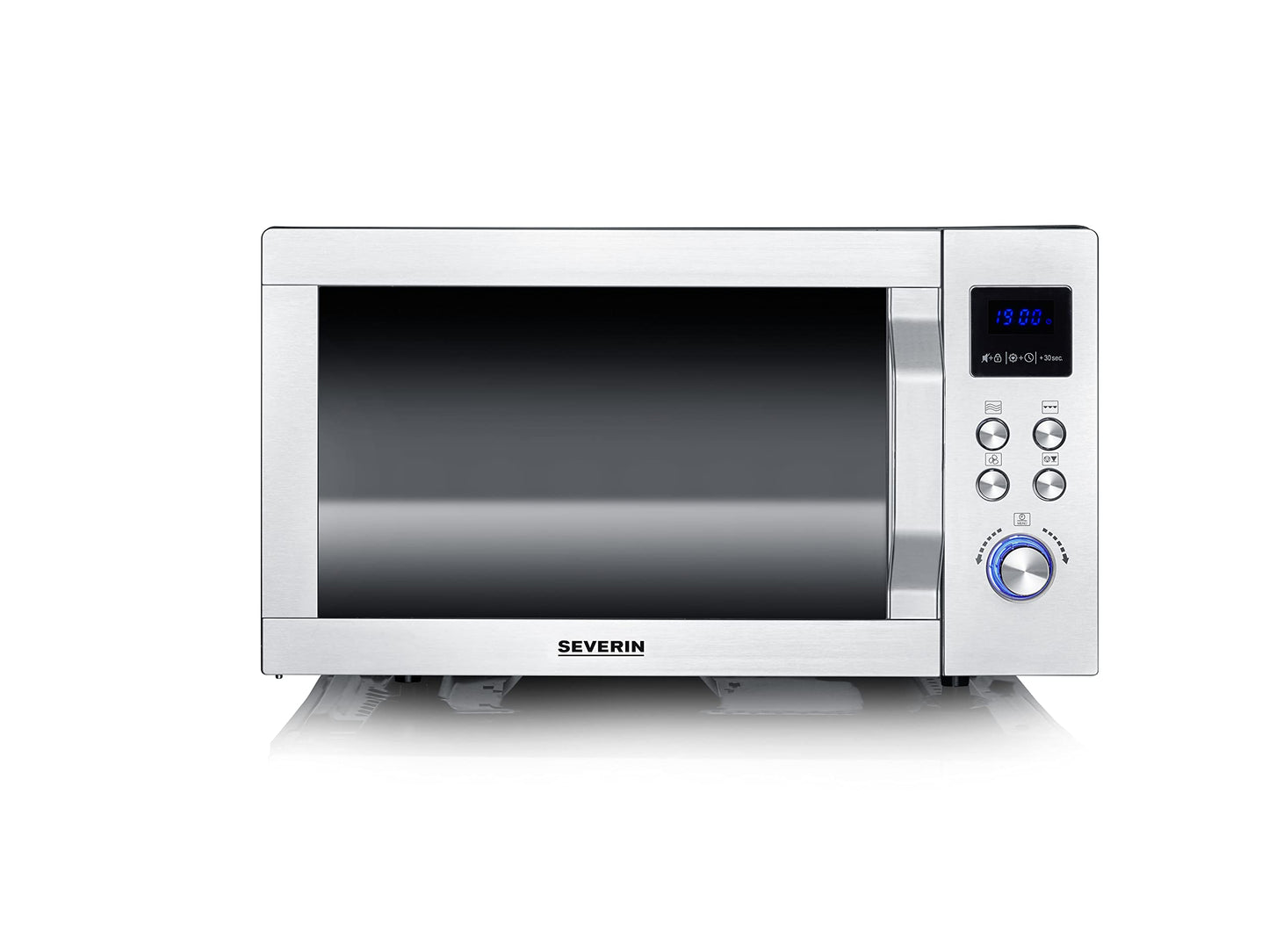 SEVERIN MW 7774 Microwave with Grill and Hot Air Function 3-in-1 for Defrosting, Cooking and Heating, Microwave with Turntable, Brushed Stainless Steel/Silver
