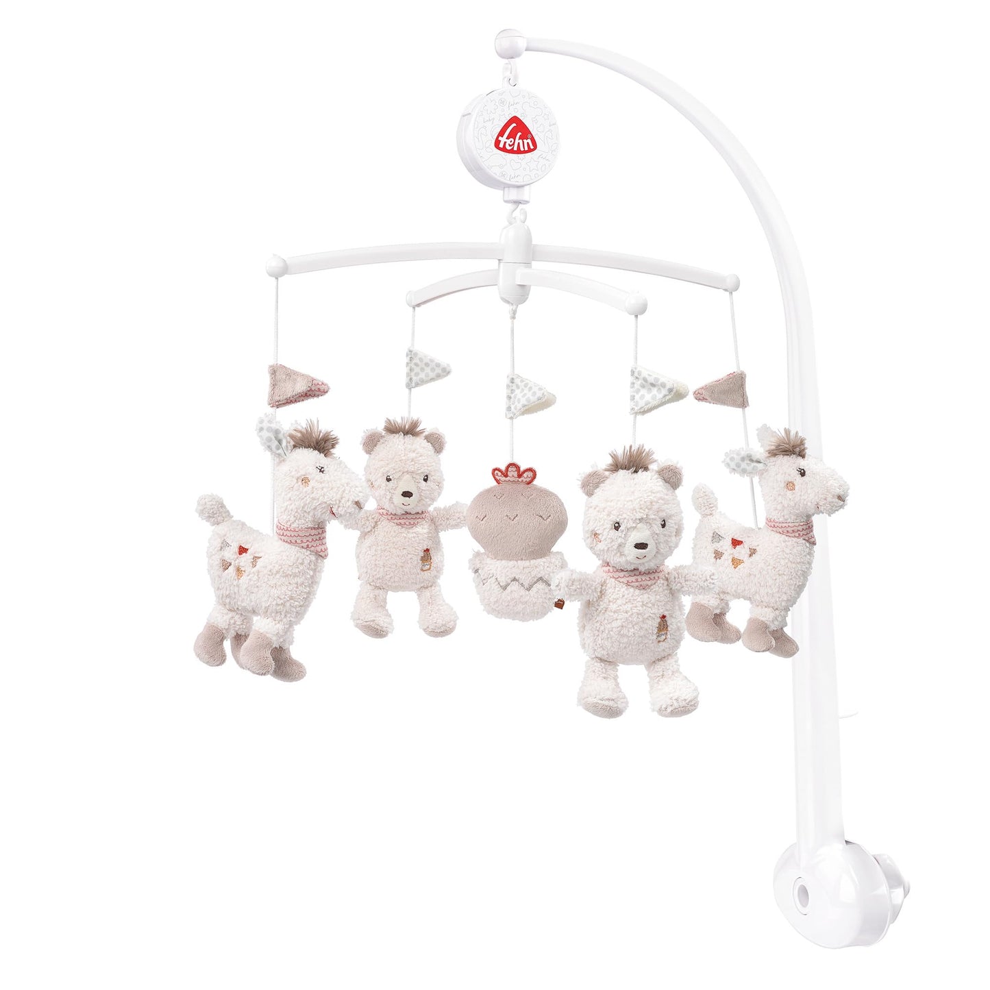 Fehn 053180 Good Night Music Mobile, With Melody "Weißt du wie viel Sternlein stehen" and Cute Figures with "Glow-in-the-Dark" Embroidery, For Babies from 0-5 Months, Size: Diameter 40 cm