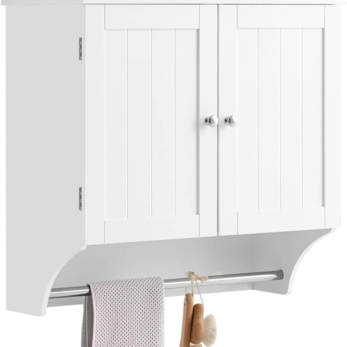 SoBuy BZR84-W Wall-Mounted Bathroom Cabinet with 2 Doors, 60 x 30 x 60 cm, Adjustable Shelves, Towel Rail, Storage Solution for Small Bathrooms