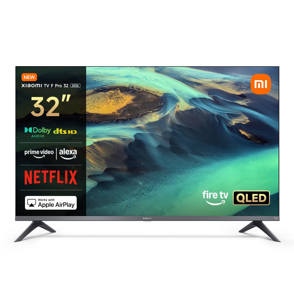 Xiaomi F Pro 32" QLED Smart TV, Fire TV, Triple Tuner DVB-C/S/S2/T/T2, Dolby Audio, DTS Virtual:X, DTS-HD, Voice Control with Alexa, Compatible with Apple AirPlay