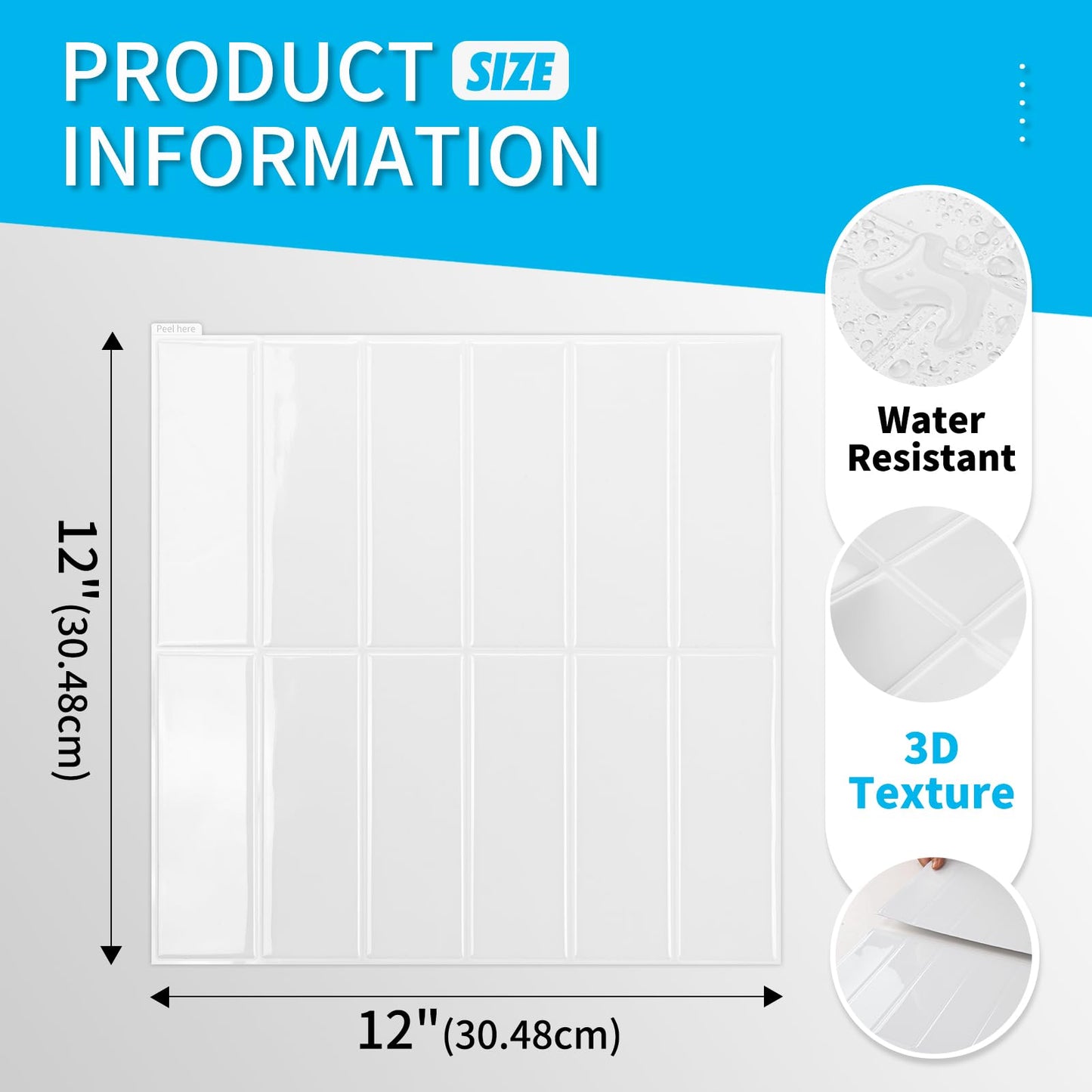 Art3d Tile Stickers, Adhesive Tiles, Tile Film, Green Wall Sticker, Metro Tile Decoration, Self-Adhesive Wall Tiles, RV, Kitchen, Bathroom, 10 Sheets (30.5 x 30.5 cm)