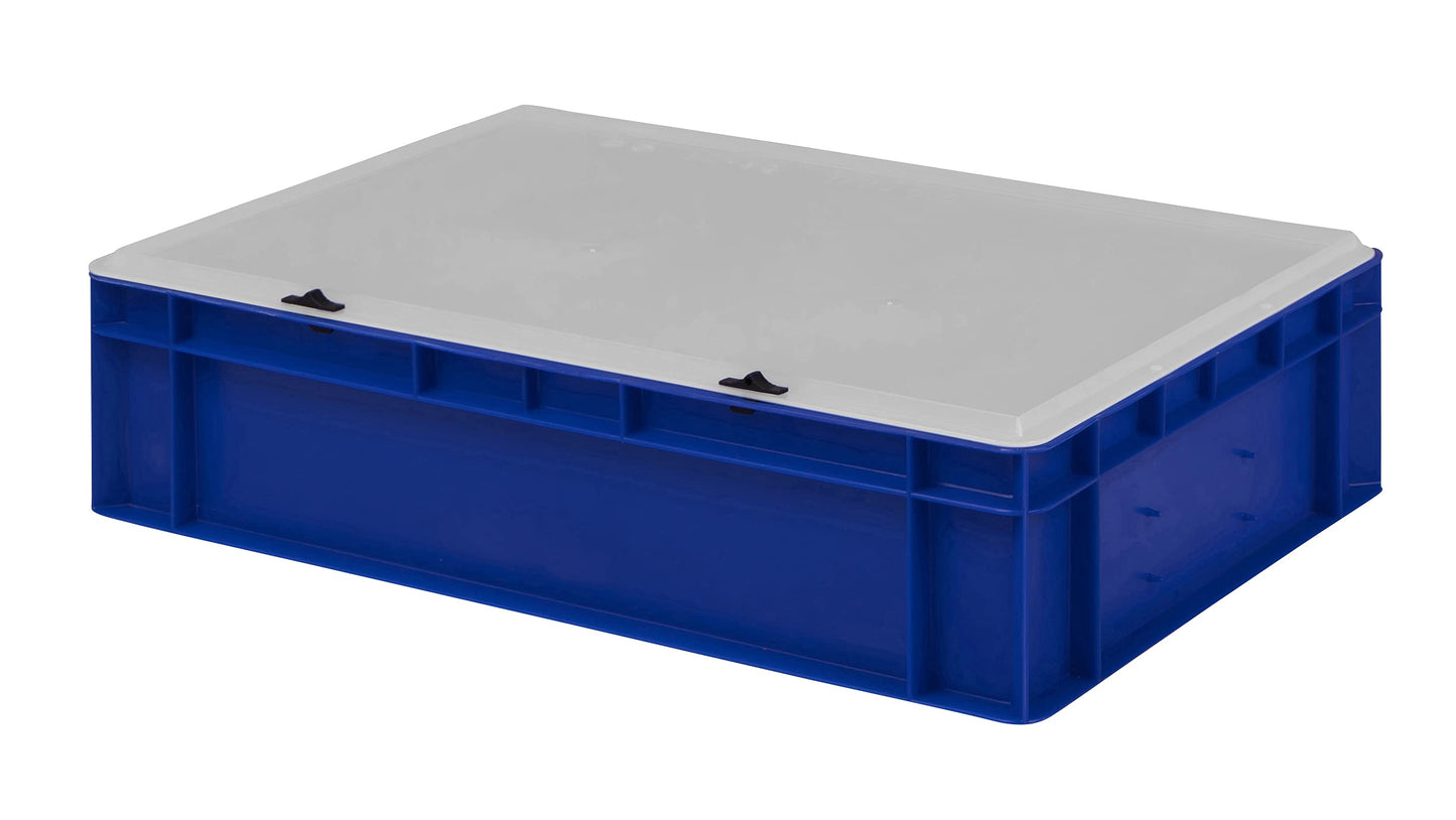 Design Eurobox Stacking Box Storage Container Plastic Box in 5 Colours and 16 Sizes with Transparent Lid (Matte) (Grey, 60 x 40 x 33 cm)