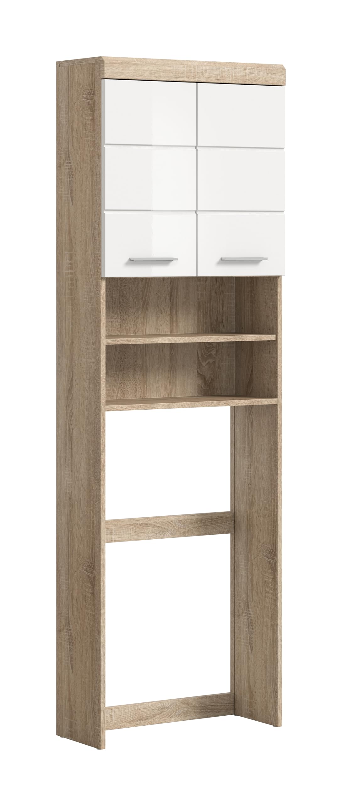 Badezimmer Scout X06B2723 Wall-Mounted Cupboard Wide Cabinet in Front White High Gloss Body Smoke Silver Nb. Approx. 74 x 79 x 24 cm