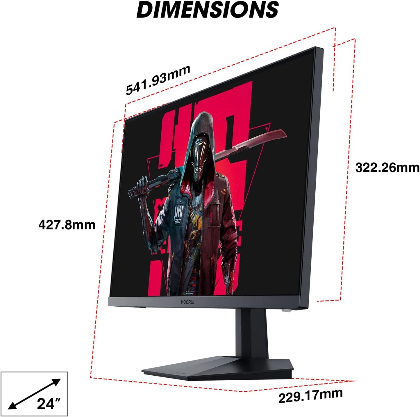 KOORUI Gaming Monitor 27 Zoll, Full HD Rahmenlos Bildschirm 165Hz Adaptive Sync (1ms, VA-Panel, Eye-Care, 1920 x 1080, 2xHDMI 2.0, & DisplayPort 1.4, VESA 75x75mm, DCI-P3 90%)